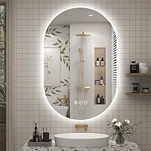 ALFA Design Oval Backlit LED Bathroom Mirror, Pill-Shaped Lighted Vanity Mirror with Lights for Wall, Dimmable, 3 Colors Lighting, Memory Function (Horizontal/Vertical) Oval Backlite 26 x 18 inch