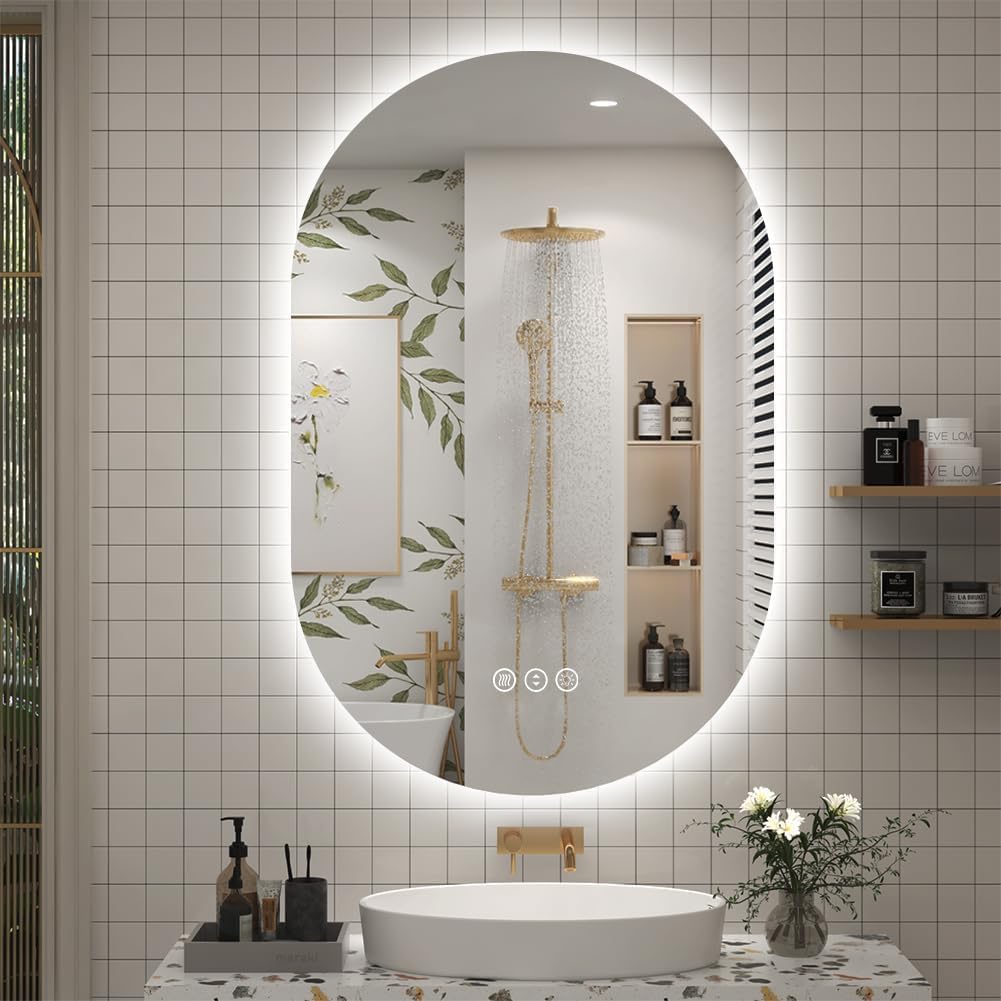 ALFA Design Oval Bathroom Mirror, 24X18 inch Oval Frameless Mirror, Frameless Mirrors for Bathroom,Beveled Bathroom Mirror.-image-22