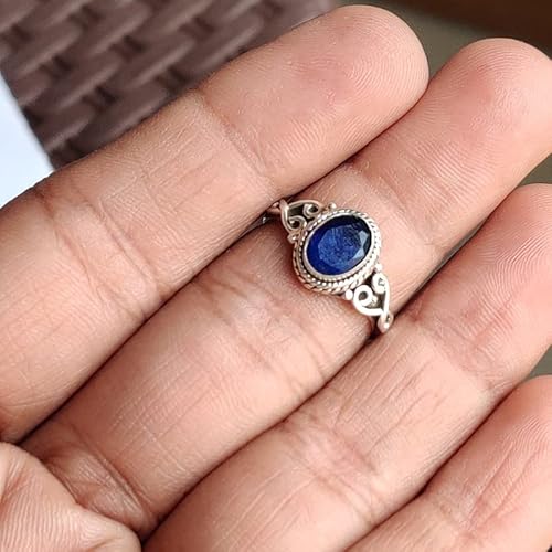 Blue Sapphire Stone Ring 925 Sterling Silver Statement Ring For Women Handmade Rings Gemstone Christmas Promise Ring Size Us 8 Gift For Her #TOP6