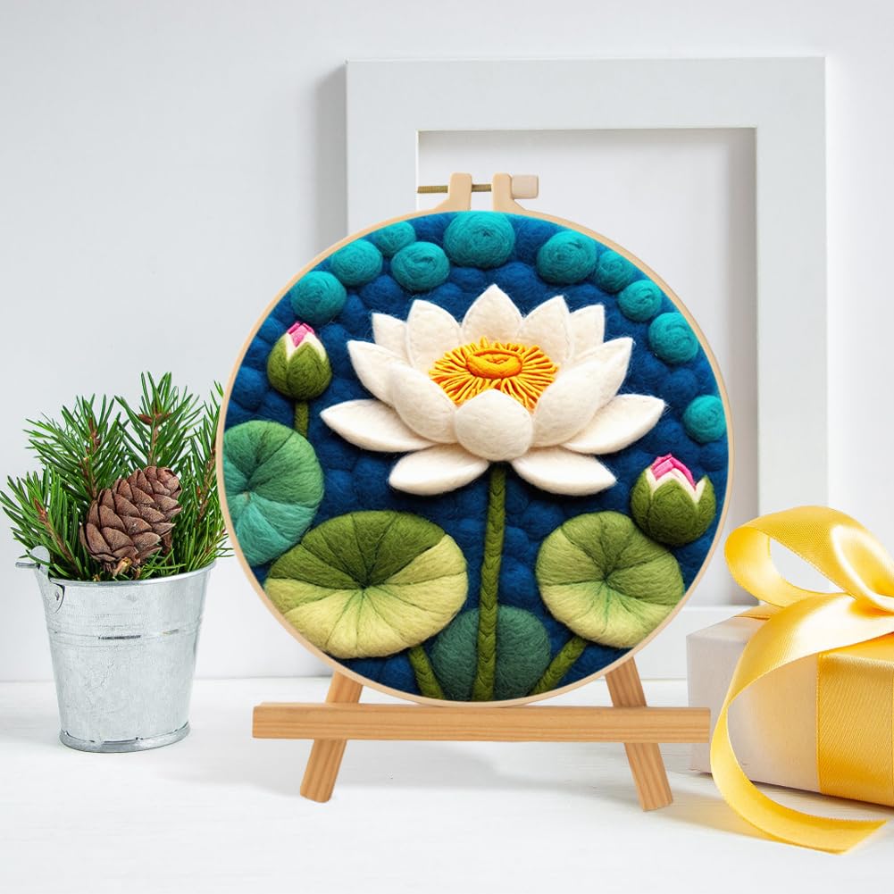 Zcargel Needle Felting Kits Beginners DIY Needle Felt Starter Kit Wool Felt Painting Pack with Picture Frame Foam Pad Felt Cloth and Instructions Gift for Home Decoration Beginner Art Craft