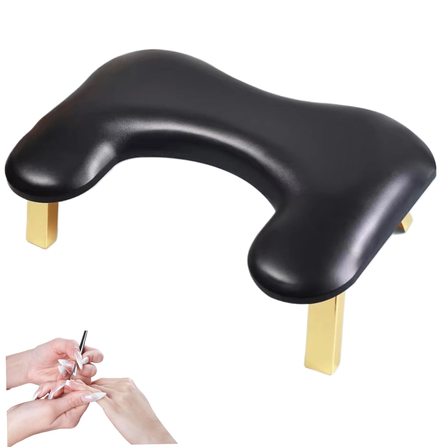 Nail Arm Rest, Luxury PU Leather U Shaped Arm Rest Nail Tech, Comfortable Ergonomic Hand Pillow for Beauty Lovers and Manicure Enthusiasts, Black