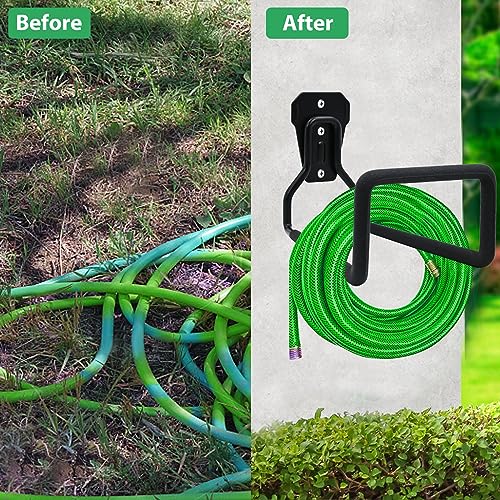 Image of TiKeTaoKe Garden Hose Holder, Heavy Duty Hose Hanger, Wall Mounted Water Hose Holder for Outdoor /Indoor Use in Yard, Metal Durable Hose Hooks, Ideal for Water Hose Storage