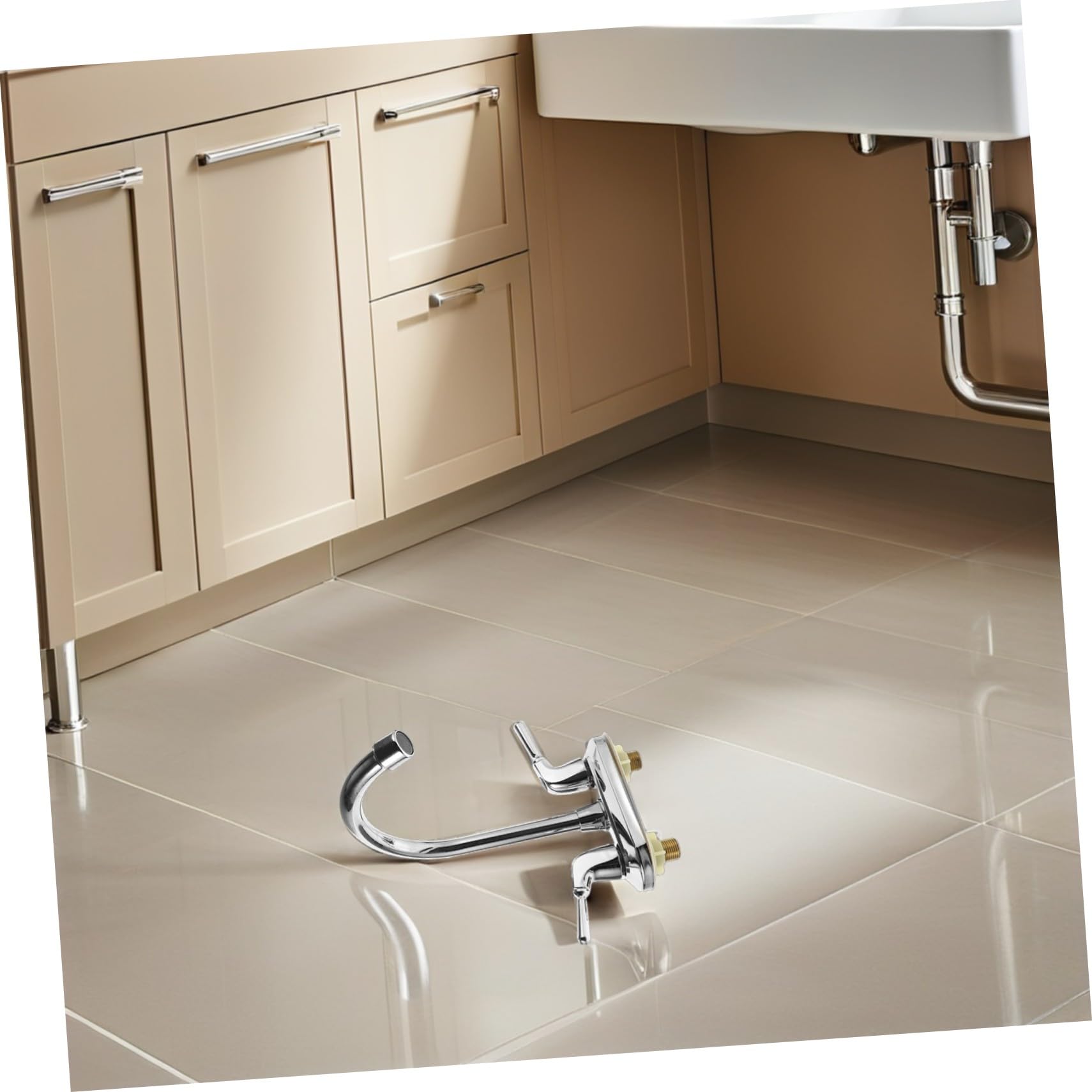 jojofuny Rubinetto e Bagno Due Maniglie Miscelatore Girevole con Beccuccio Controllo Acqua Calda e Fredda Design Resistente per Lavelli Utilità