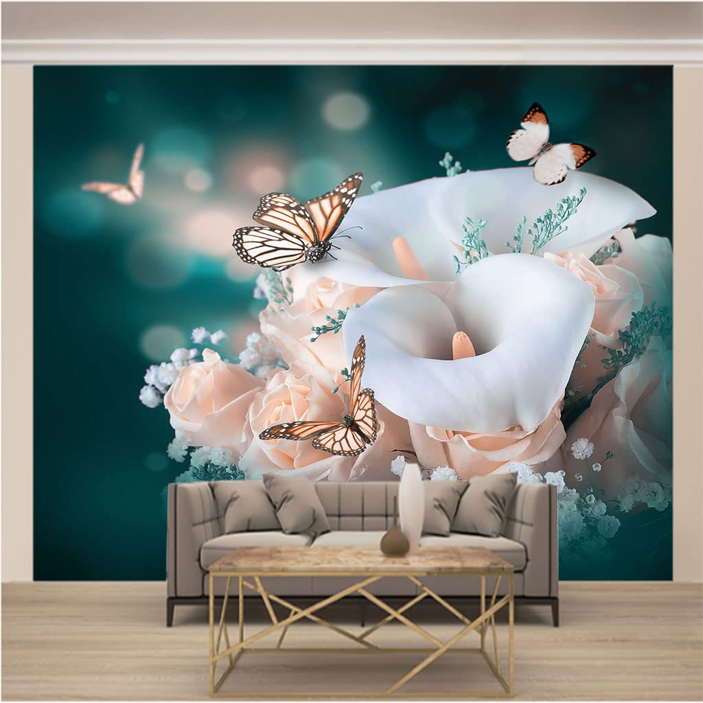 Papier peint intissé 3D haut de gamme motif fleur élégante pour décoration murale XXL salon