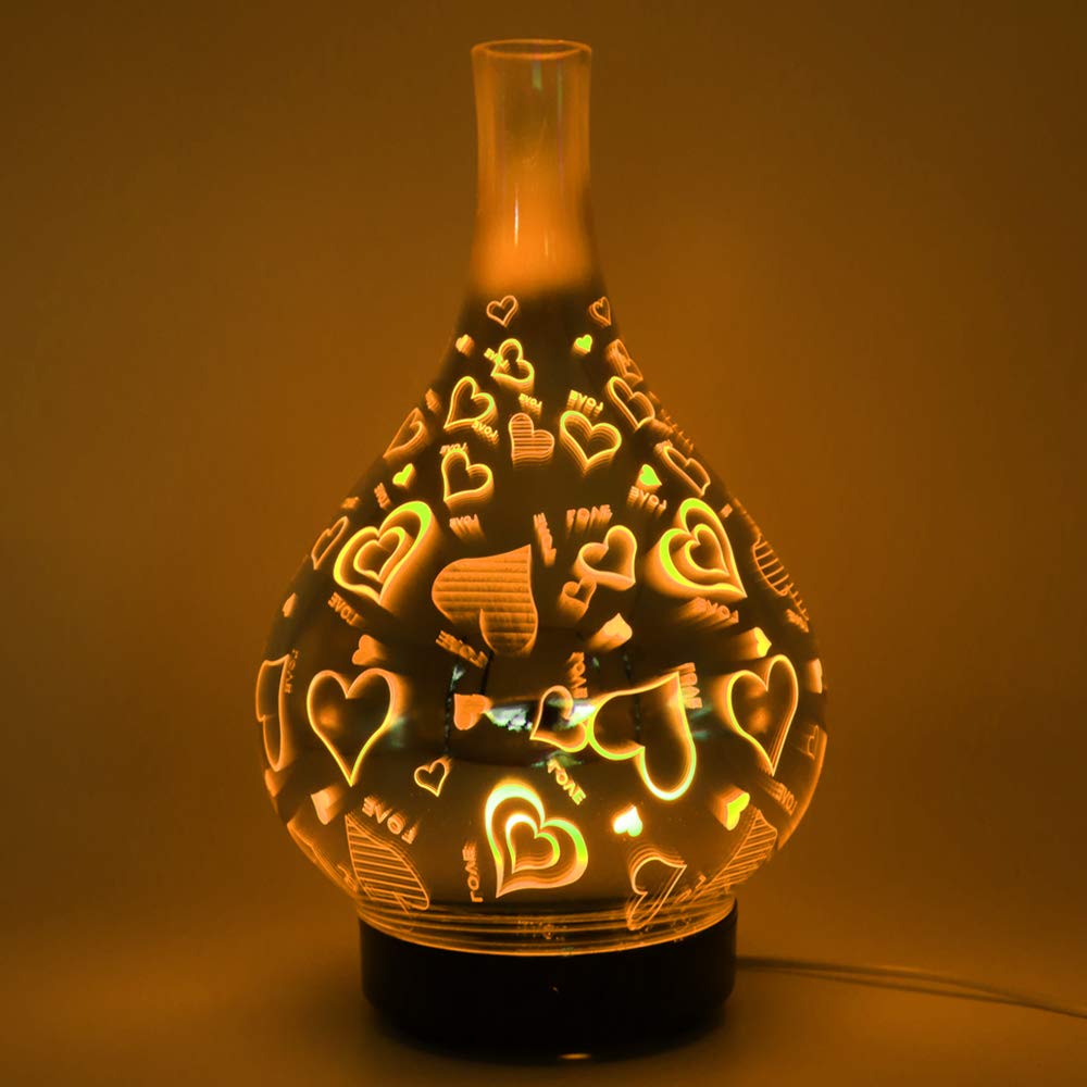 3D humidificateur de table en verre avec éclairage indirect et lumière colorée Diffuseur arôme aromatique purificateur d'air espace bureau médical