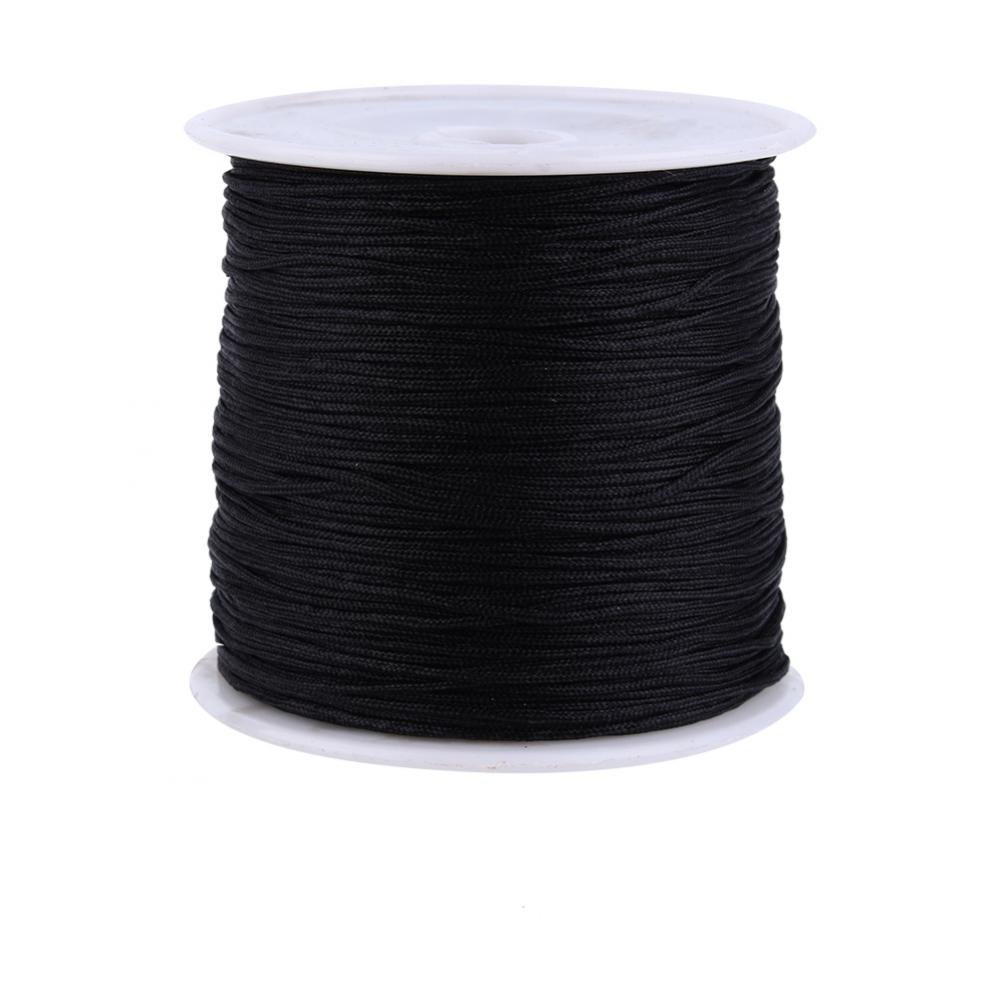 Garosa Black Gloglow 20 Colors 100M X 0.8Mm Nylon Cord Satin String Rattail Satin Nylon Trim Cord Chinese Knot For Necklace Bracelet Beading Jewelry Making (Black)