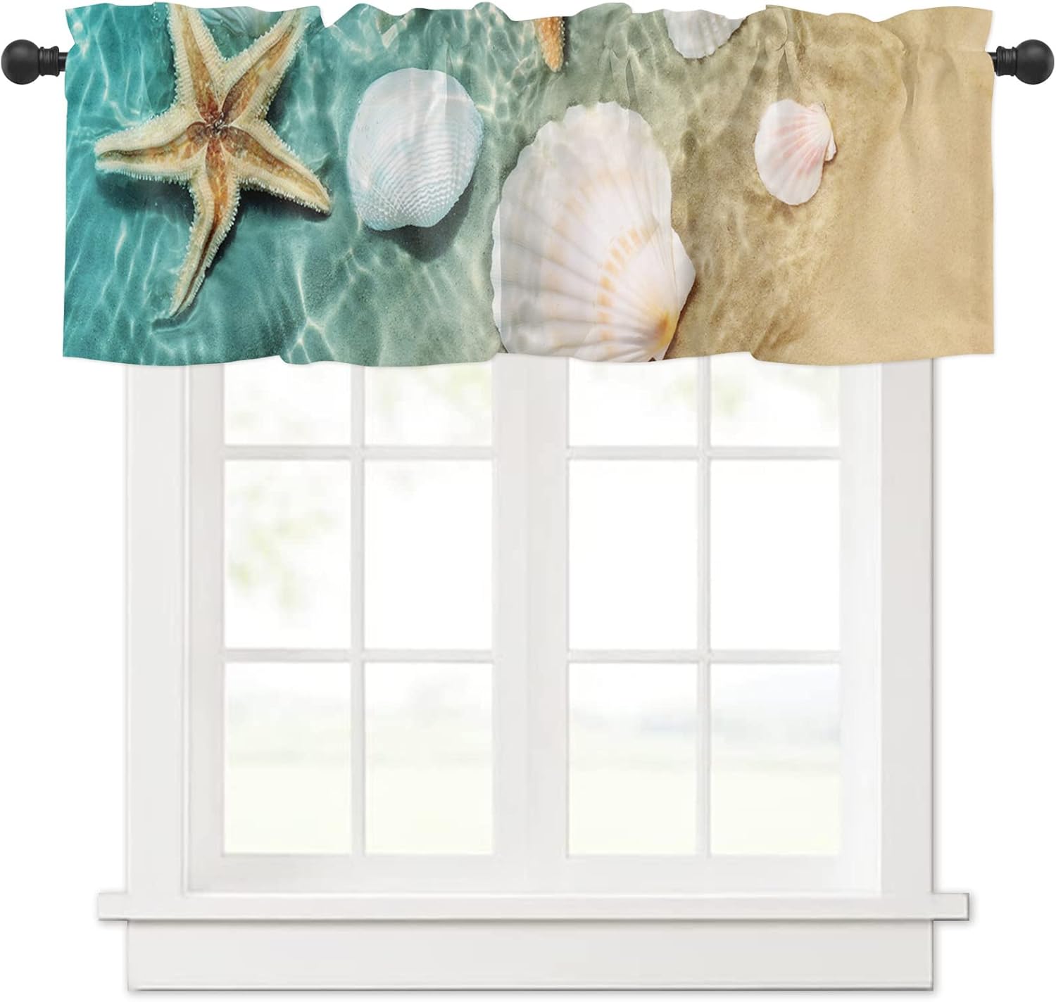 SemiSheer Curtain Valances Summer Beach Starfish Shell