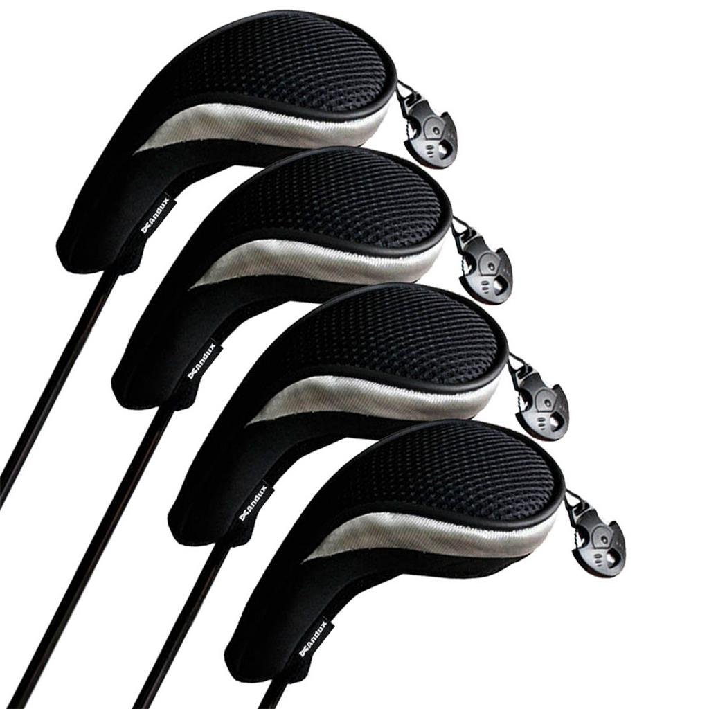 Andux coprimazza da Golf per ibridi Intercambiabile No. Etichetta 4pcs/Set Nero/Argento MT/hy06