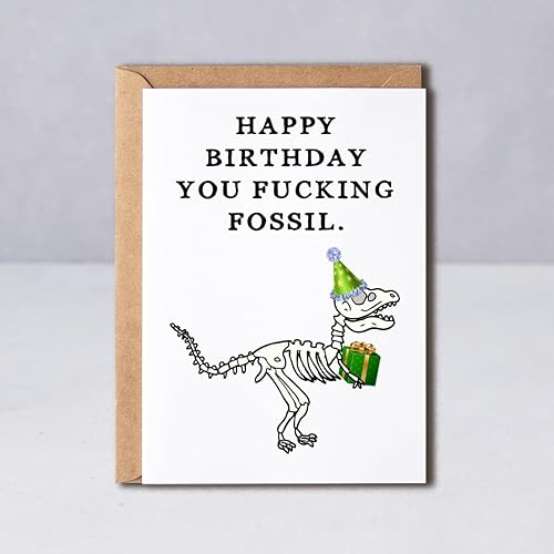 Miniatura 4 de Tarjeta de feliz cumpleaños con texto en inglés You Fucking Fossil, tarjeta de cumpleaños traviesa, tarjeta de felicitación divertida, tarjeta de