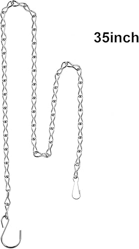 Miniatura 2 de Outus Cadena colgante para colgar comederos de pájaros, bañeras para pájaros, macetas y linternas, paquete de 4 (35 pulgadas, plateado)