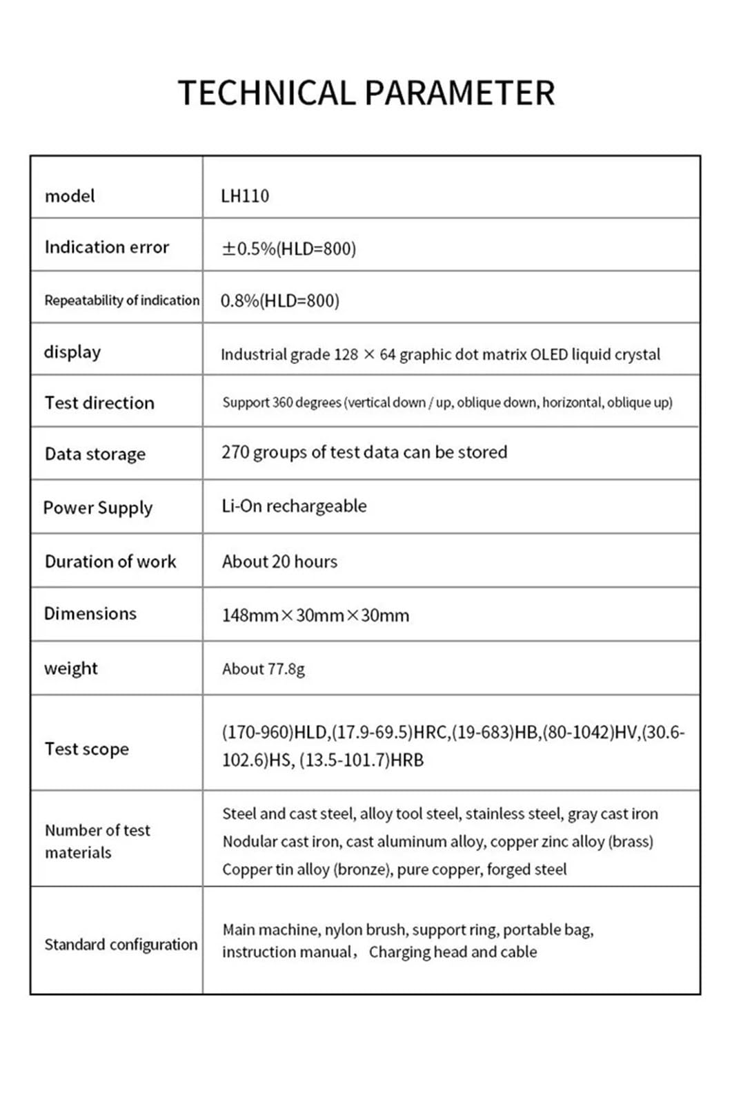 Kit de test d'eau dure, Testeur de dureté des métaux de type stylo Leeb Testeur de dureté du fer et de l'acier,Excellente portabilité