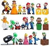 Isaneihas 28 pcs/Set Mario Figures Toy - Mario & Luigi Figurines Yoshi Action Figures (2 inch)