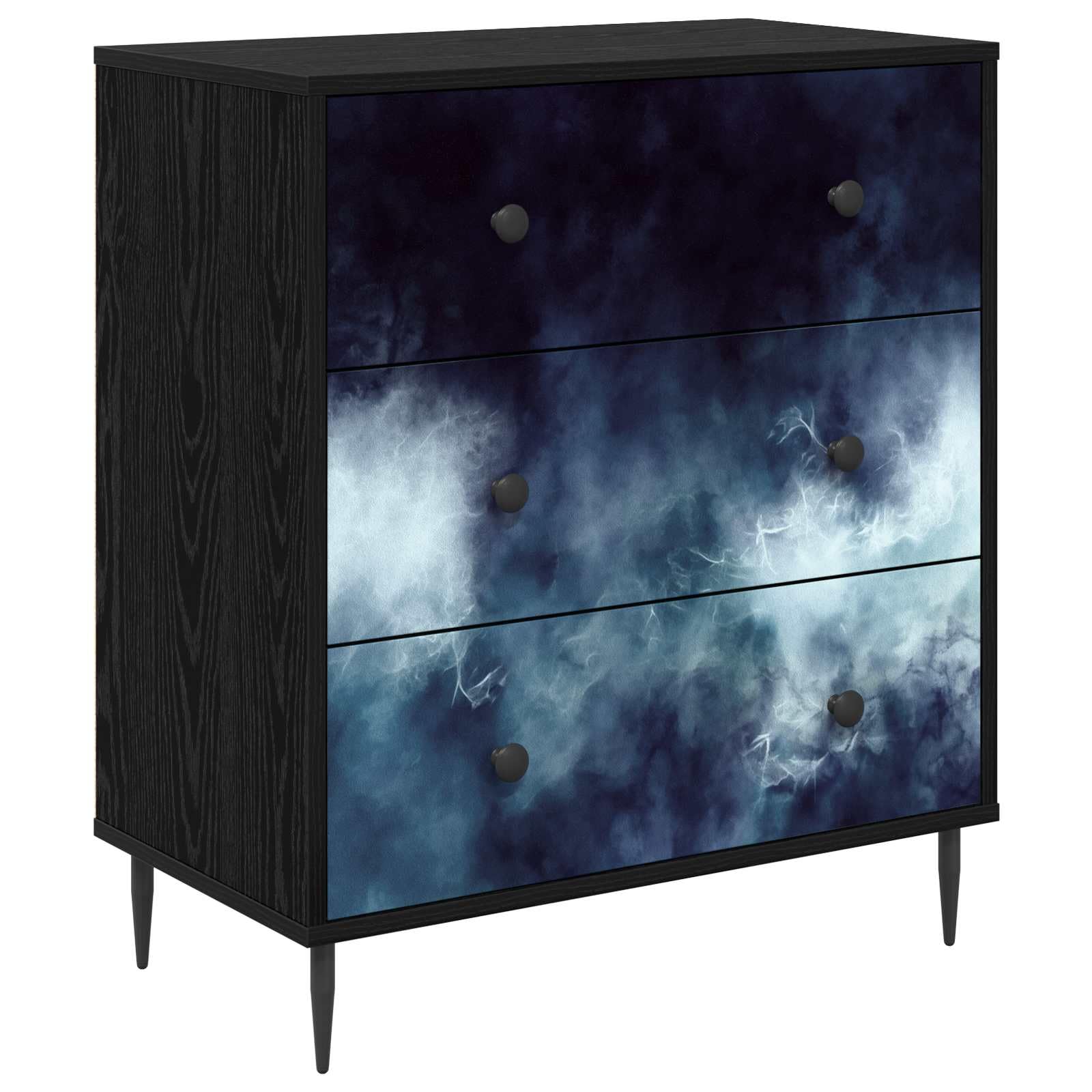 Komoda RAALTE drewno konstrukcyjne niebieski marmur 66 x 36,5 x 76 cm