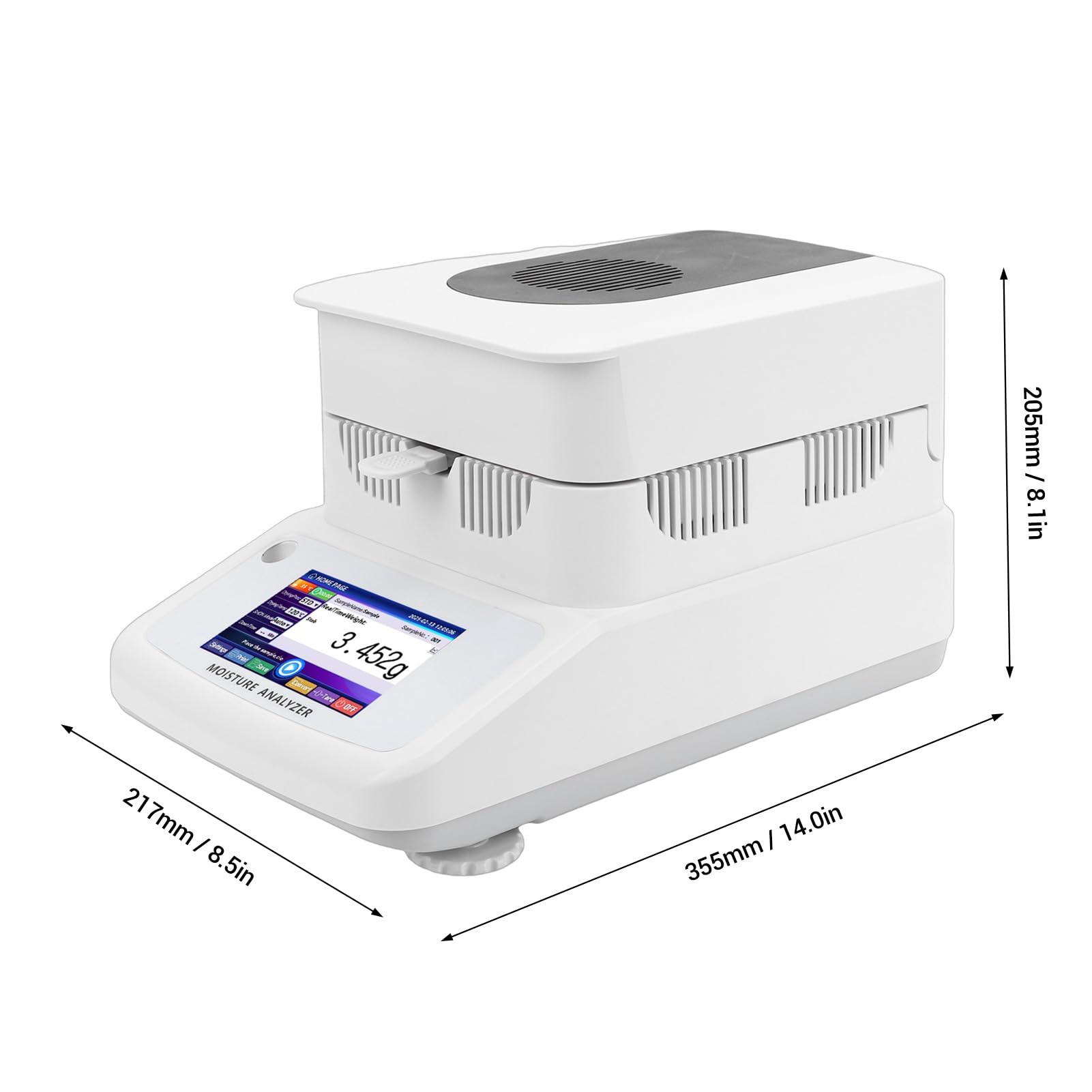 Brrnoo Halogenowy Miernik Zawartości Wody HC-152, 120 G X 0,002 G, Precyzyjny, z 5-calowym Ekranem Dotykowym, pamięcią 100 Grup, RS232 do Przetwarzania i badań żywności (wtyczka UE 220V)