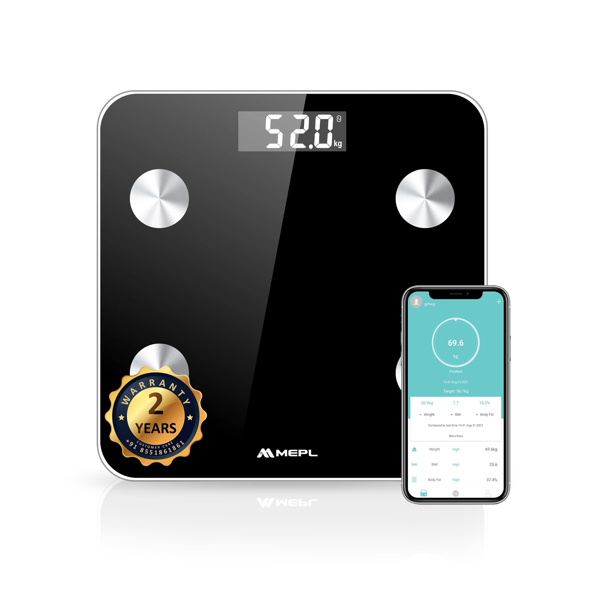 mepl lcd bmi weighing machine with body fat analyzer weight scale (13 multi feature body fat rate, muscle rate, bmr, and more)