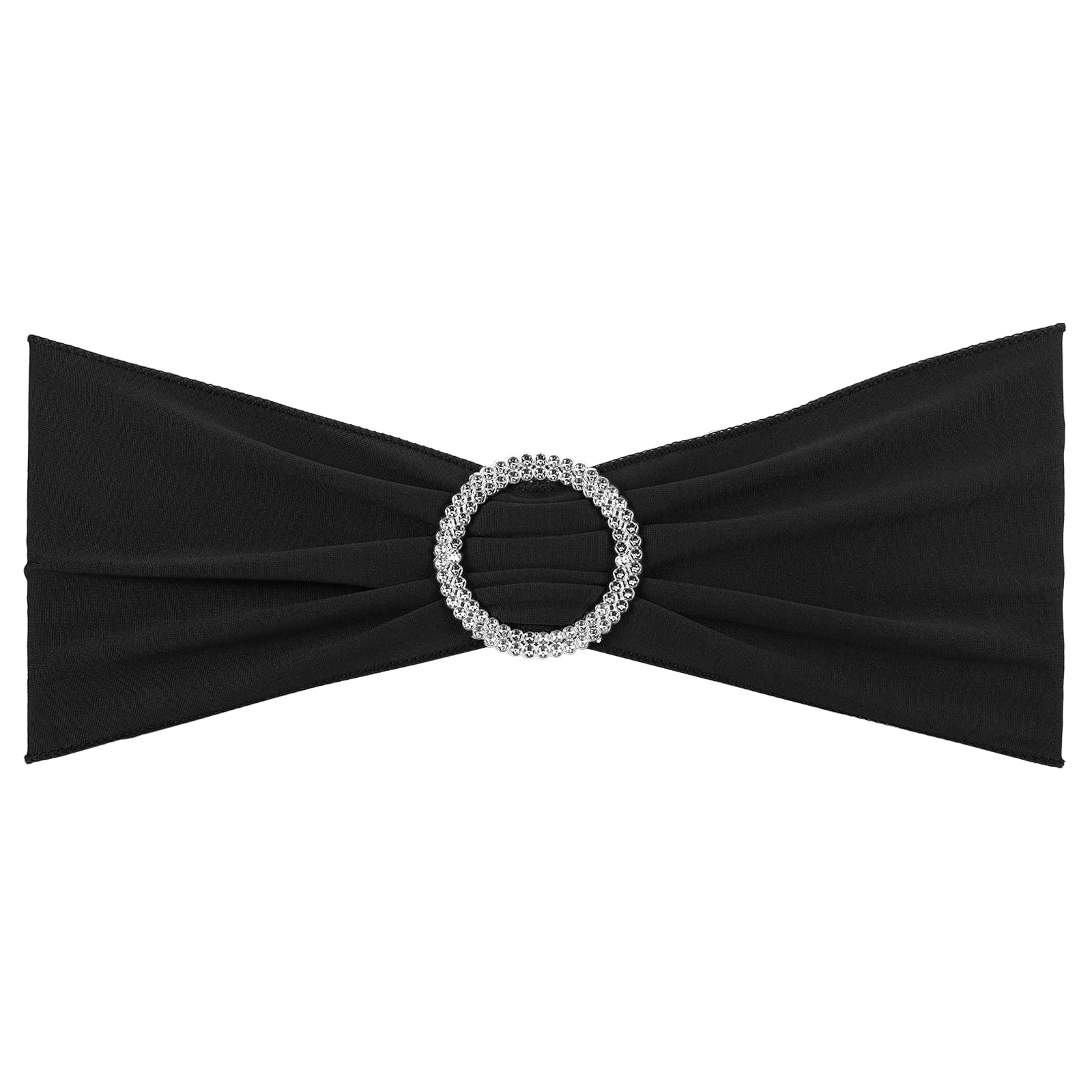 PATIKIL 14"x5" Estiramiento Silla Fajas Lazos, 10 Paquete Elástico Silla Bandas Fajas con Hebilla Deslizador para Boda Banquete Decoraciones, Negro