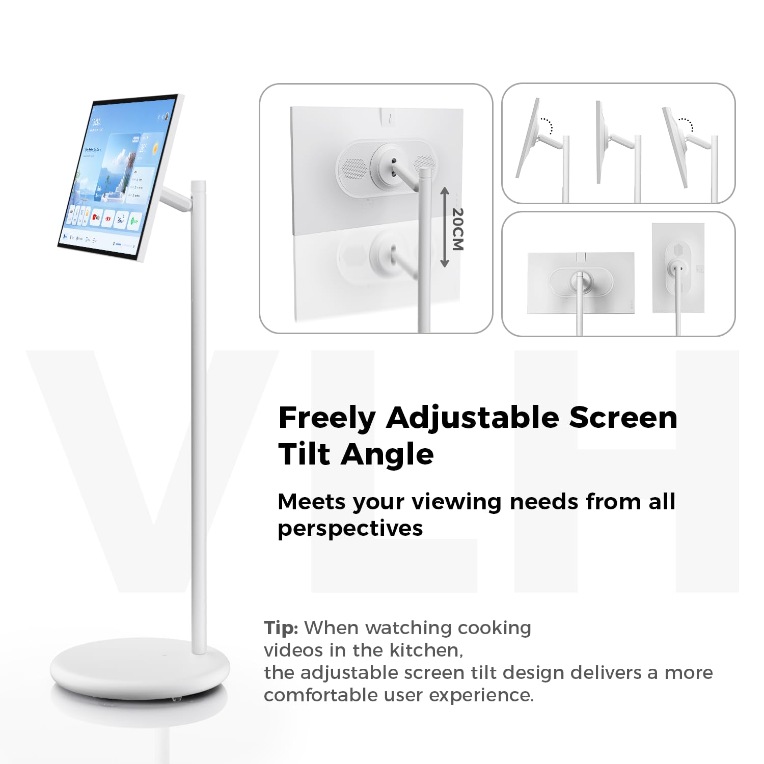 VLH 27″ FHD Touch Screen Rolling TV, Smart TV portatile su ruote, 6G+128GB, Batteria 27000mAh, Sistema operativo Android 15, Certificato EDLA, Tablet TV wireless con telecomando vocale, Fotocamera