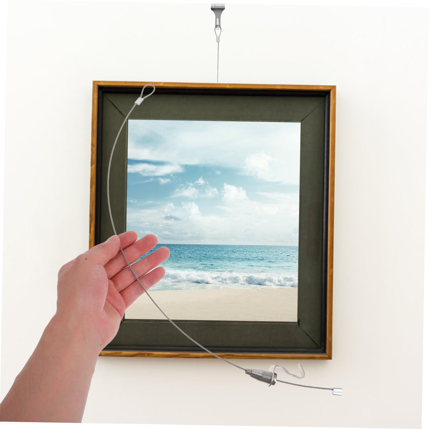 jojofuny Kit Para Colgar Cuadros Alambre De Acero Inoxidable y Ganchos Ajustables, Sistema Para Colgar Obras De Arte, Adecuado Para Cuadros y Espejos, 10 Juegos, Uso Prolongado