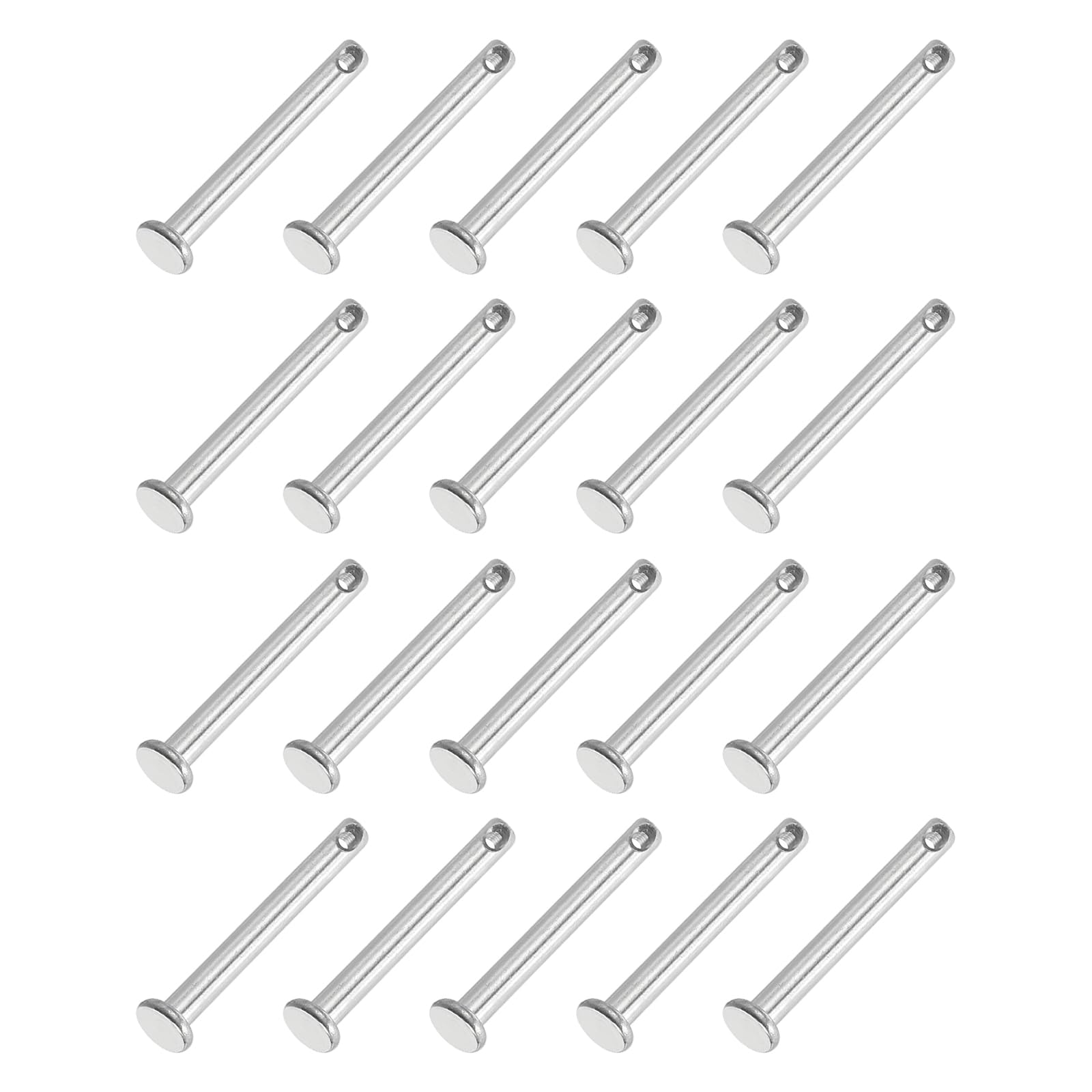 PATIKIL 3 x 25 Mm Single Hole Clevis Pins, 20 Pcs 304 Stainless Steel Flat Head Pin for Hitch Pin Lock Link Hinge Systems Silver