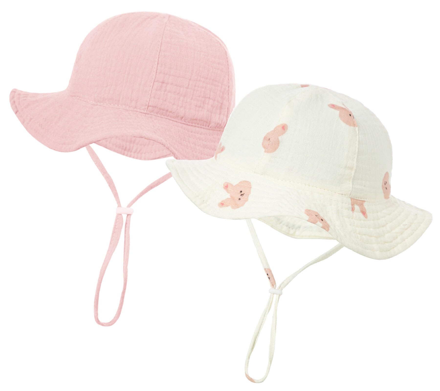 Happy Cherry Sombrero Verano Bebé Niño Niña Gorro de Pescador con ala Ancho para Playa Vacaciones al Aire Libre Infantil Gorra con Cordón Ajustable Bucket Hat Protección de Sol - 3-12 Meses