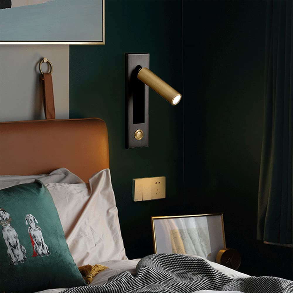 Lampa do czytania książek w łóżku – lampa do sypialni LED 3 W, 4000 K, lampa ścienna na zagłówek, regulowana lampa ścienna do zabudowy, do sypialni, z przełącznikiem