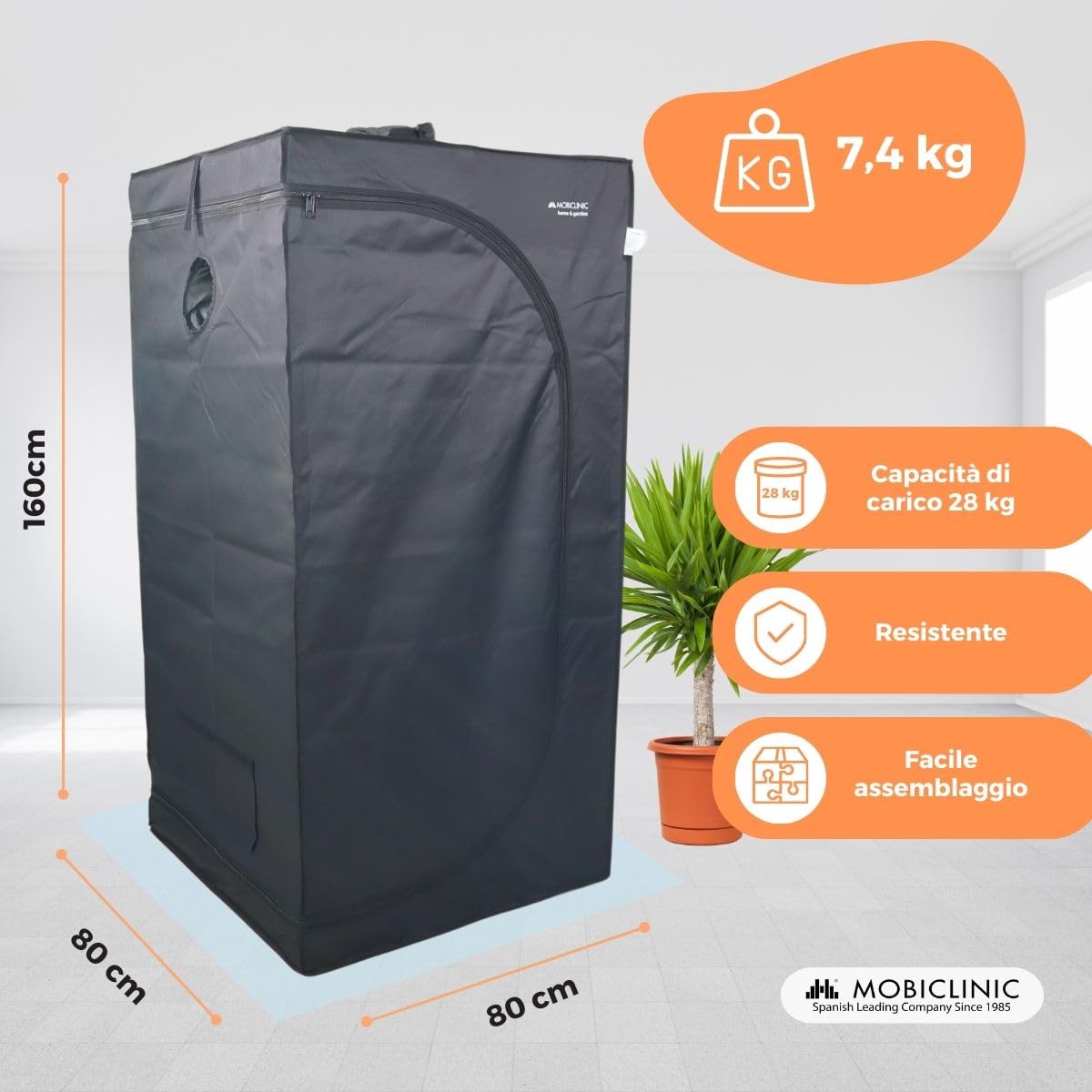 Mobiclinic®, Tenda per coltivazione indoor, Growbox, Premium mylar 97% reflective, Idroponica, Impermeabile, Fondo rimovibile, Tessuto di nylon spesso, Struttura robusta, Grow tent