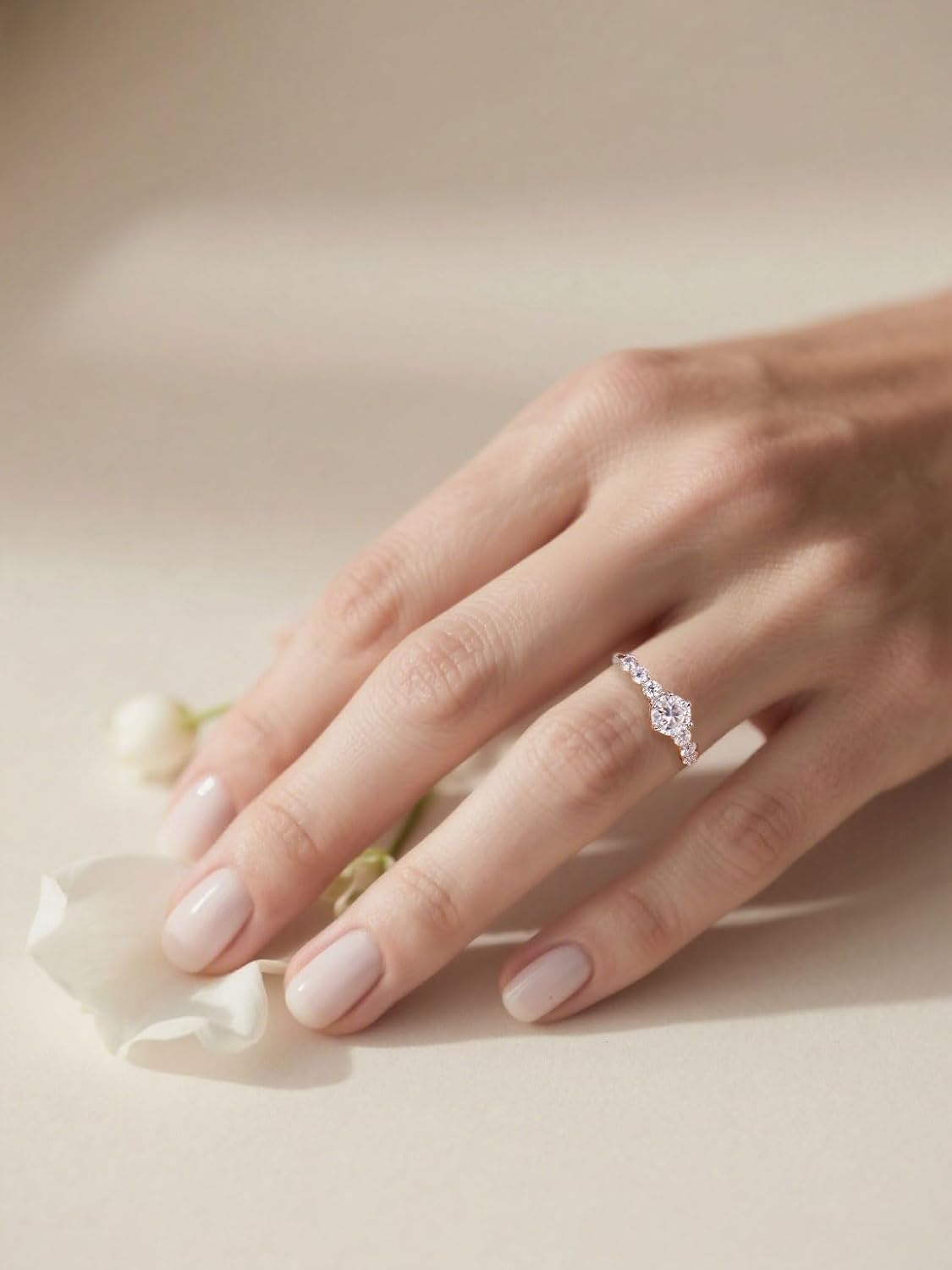 Moissanite Engagement Ring, 1 Carat D Color VVS1 Round Cut 925 Sterling Silver Anniversary Wedding Promise Ring for Women Size 5-10 - Image 3