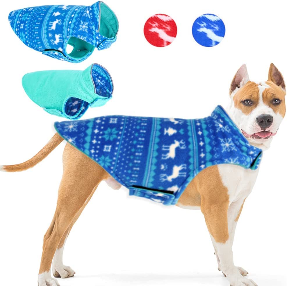 KUTKUT Christmas Dog Winter Coats Pet Sweater Reversible Dog Jacket Reflective Dog Vest Clothes Cold Weather Christmas Costume Dog Clothes for Medium Dogs and Cats (Size: XL, Chest: 64cm - 68cm) (B0BQJ216PS) Amazon Price History, Amazon Price Tracker