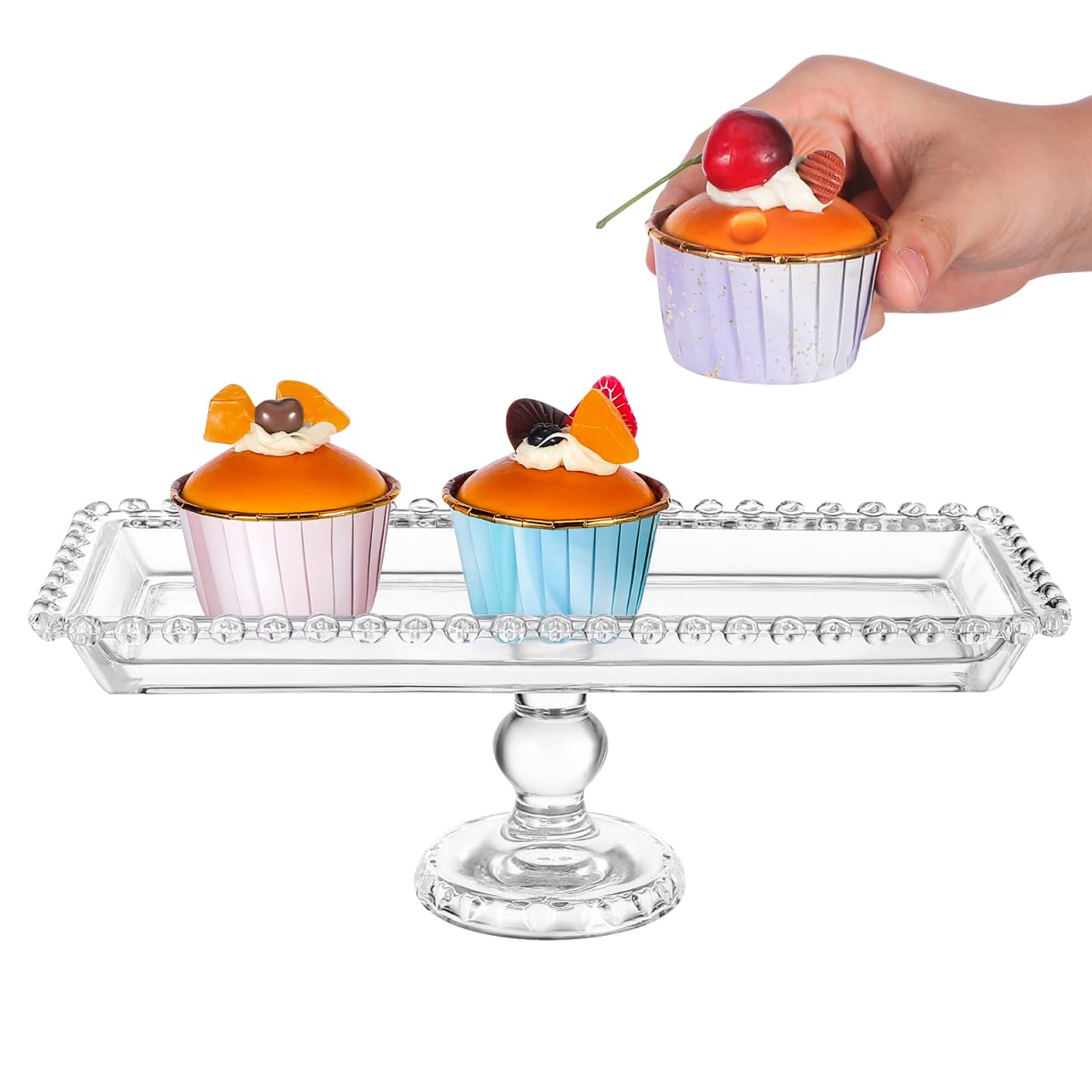 Glass Cake Stand Dessert Tray Candy Cake Serving Plate 11.7inch Serving Platter Footed Buffet for Wedding Brithday Party Decor Supplies