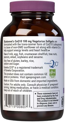 Miniatura 6 de BlueBonnet Cápsulas blandas vegetarianas CoQ-10, 100 mg, 90 unidades