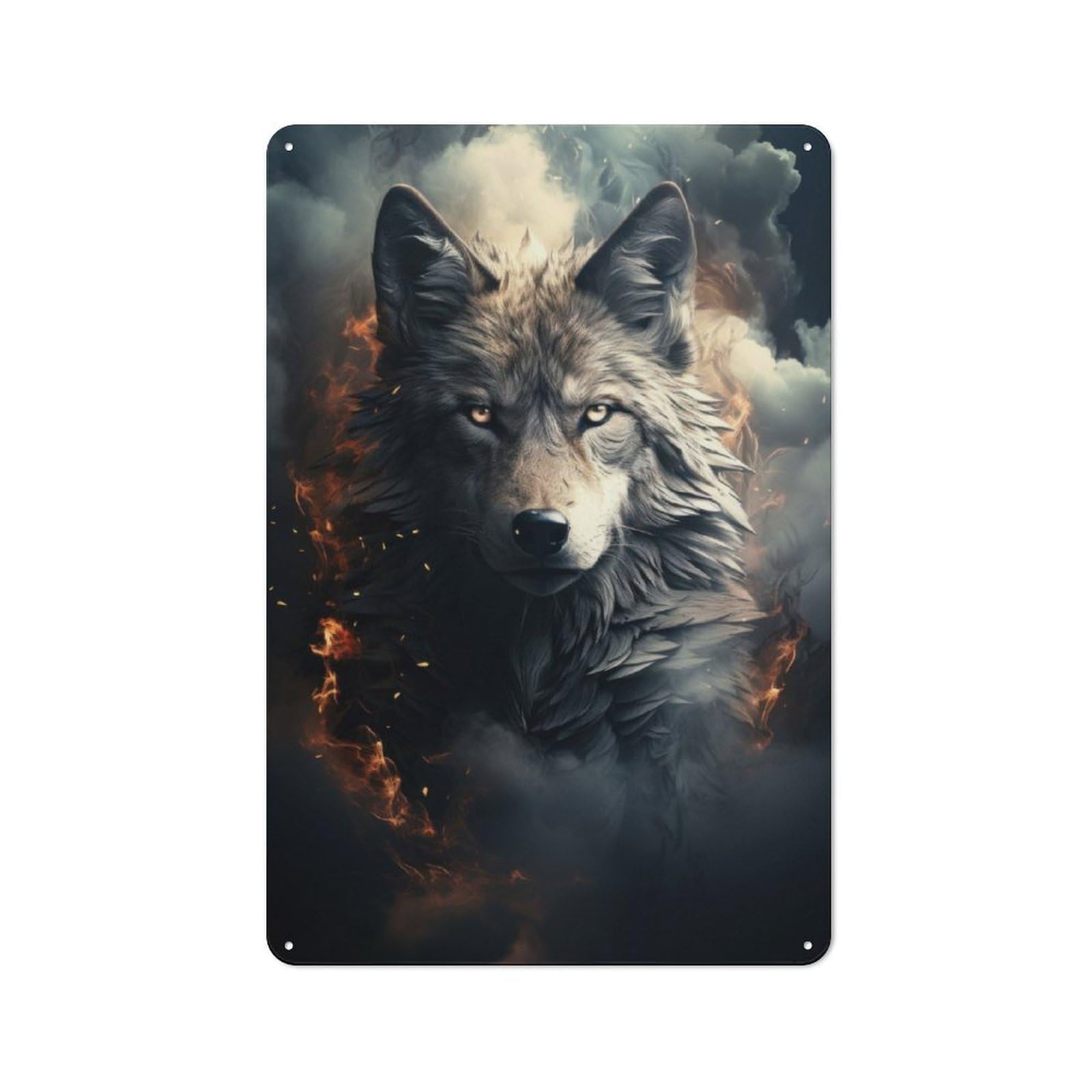 Junmoney Wolf On Dark 30X20cm Retro Tin Wall Plaque With For Pub Or Café, A Winter Wall Decor Update For Café Interior Fans