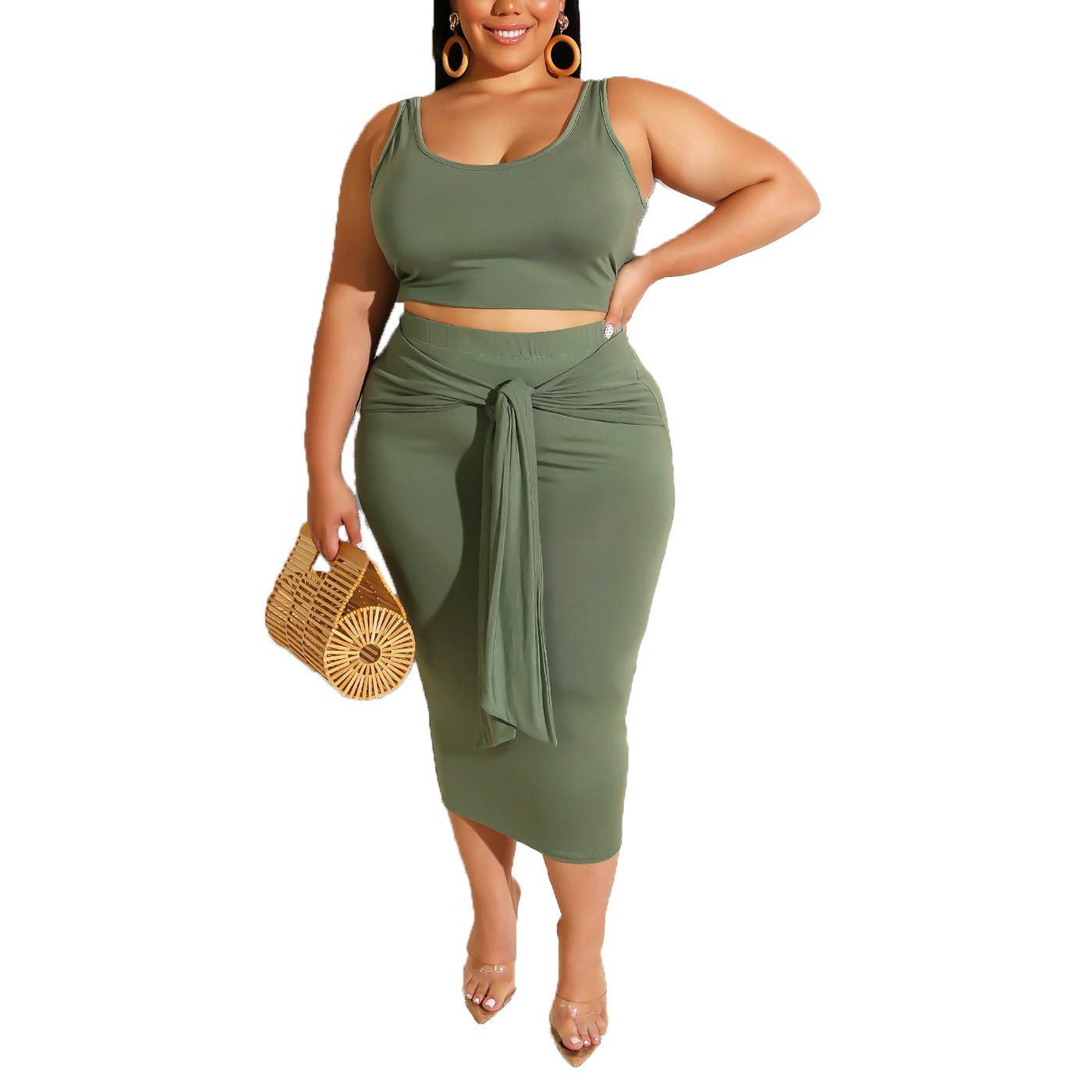 Womens Sexy Plus Size Piece Midi Dress Outfits Sleeveless