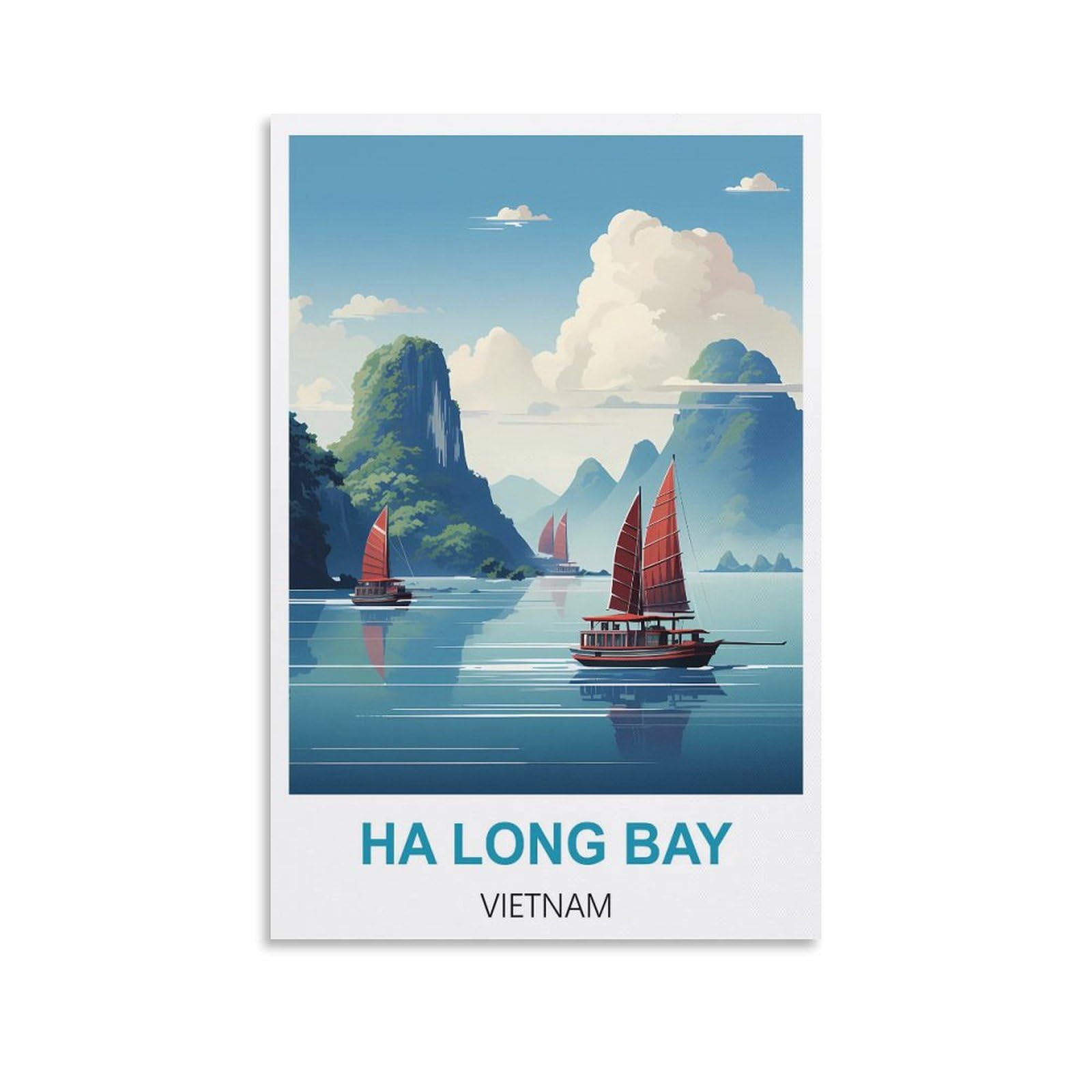 HSAYYIII Ha Long Bay Vietnam Vintage Travel Poster 16x24inch(40x60cm) Canvas Art Poster And Wall Art Picture Print Bedroom Decor