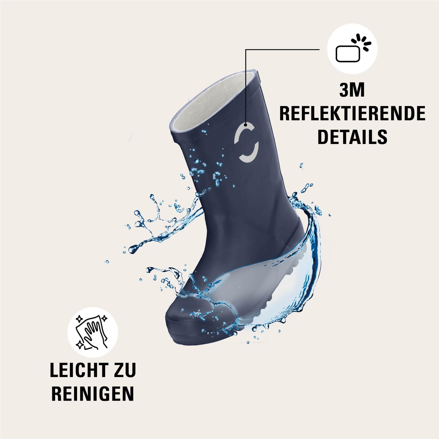 Mikk-line Gummistiefel Kinder | Regenstiefel mit Reflektierenden Details - Wasserdichte Kinderstiefel, Leicht und Rutschfest | Komfortable Allwetter Kinderstiefel