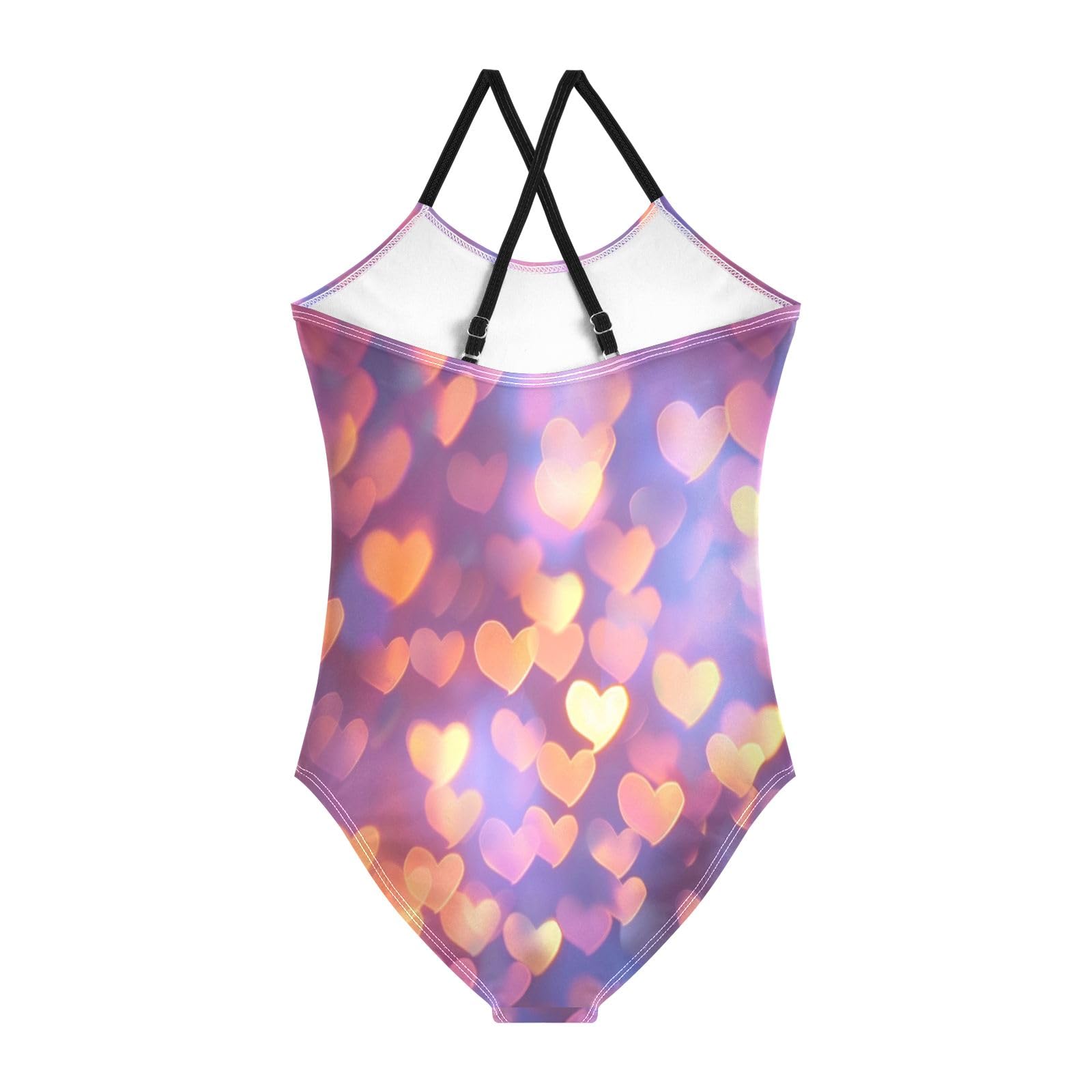 Hearts Light Shadow Girls One-Piece Swimsuit Beach Bathing Suit