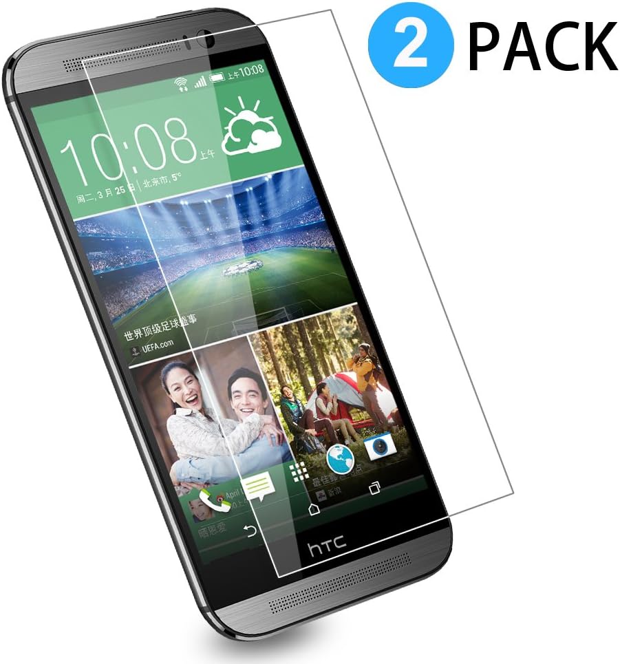 HTC ONE M8 Screen Protector,[2 Pack] Hi-Luck 0.33mm Premium Crystal Clear Tempered Glass Screen Protector for HTC ONE M8 [9H, Anti-Scratching, Anti-Oil, Bubble-Free]