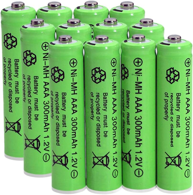 12 Pack 1.2v AAA 300mAh Ni-MH Rechargable Batteries for Solar Lights