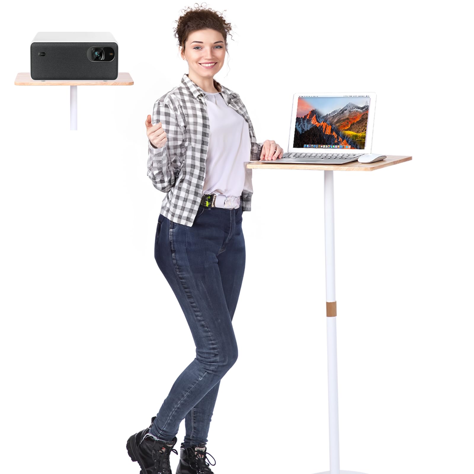 Mesa de proyector y soporte de suelo para laptop que soluciona la falta de espacio