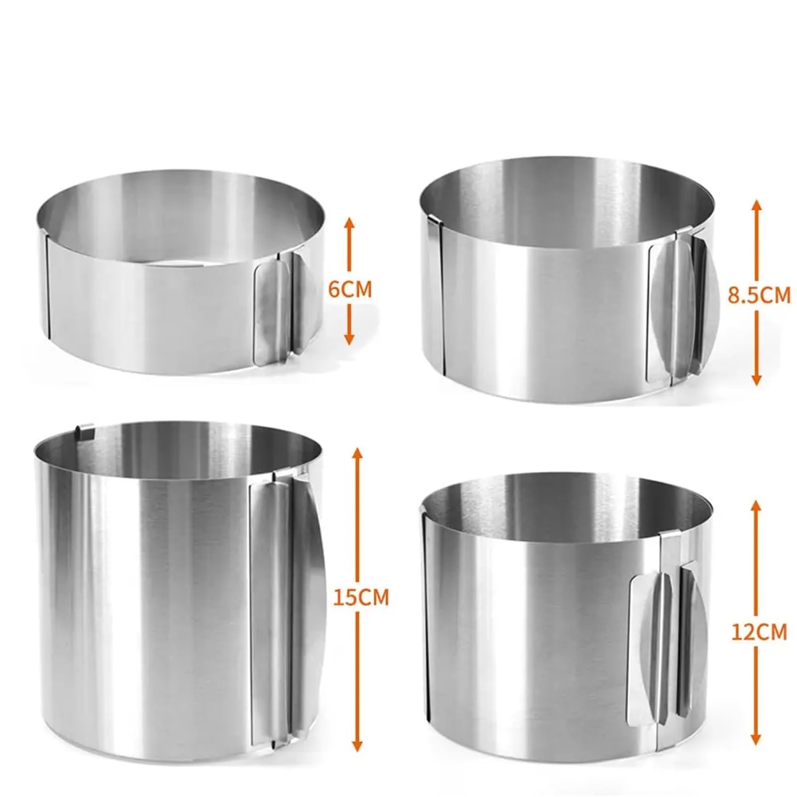 Anillos Para Tartas 1 molde for pastel, anillo for pastel, redondo ajustable de acero inoxidable, molde for pastel de 6 a 12 pulgadas, suministros for hornear pasteles de cocina, anillos for comida y