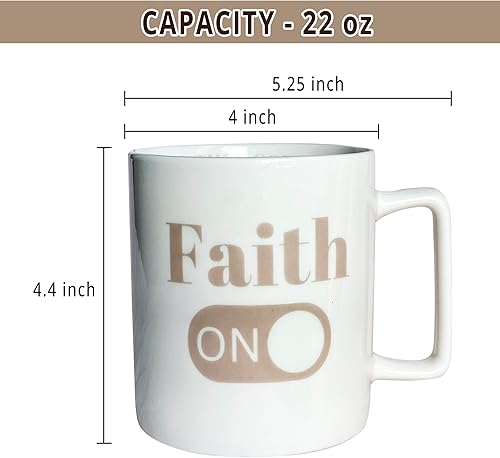 Miniatura 3 de PRAY THEN COFFEE Taza de café de gran tamaño, taza de cerámica de 22 onzas con versículo de la marca 1124, taza de café extra grande, diseño grabado