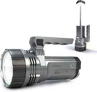 Rechargeable Handheld Flashlight, 5 Modes, 2-in-1 with Telescopic Tail Light, 12 Hrs Runtime, Perfect for Power Outage, Camping, Hiking, Emergency (Grey)