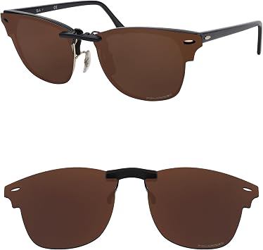 Polarized Clip-on Sunglasses for Ray-Ban Clubmaster RB3016 51-21 for Men Women UV Protection-Brown