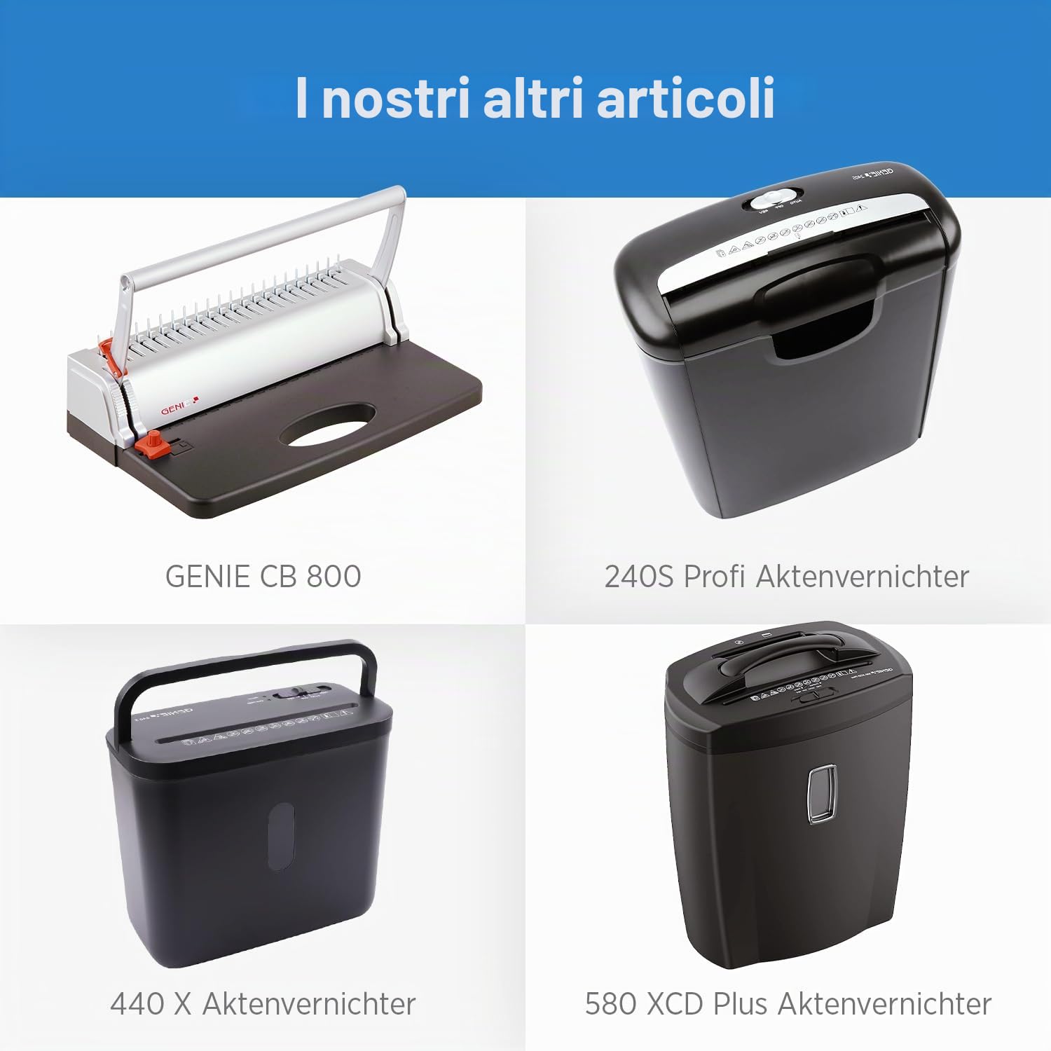 Genie CB 850 spiralbindeg Batterie (fino a 350 fogli, DIN A4, da 75 pezzi incluso Starter set) argento/nero