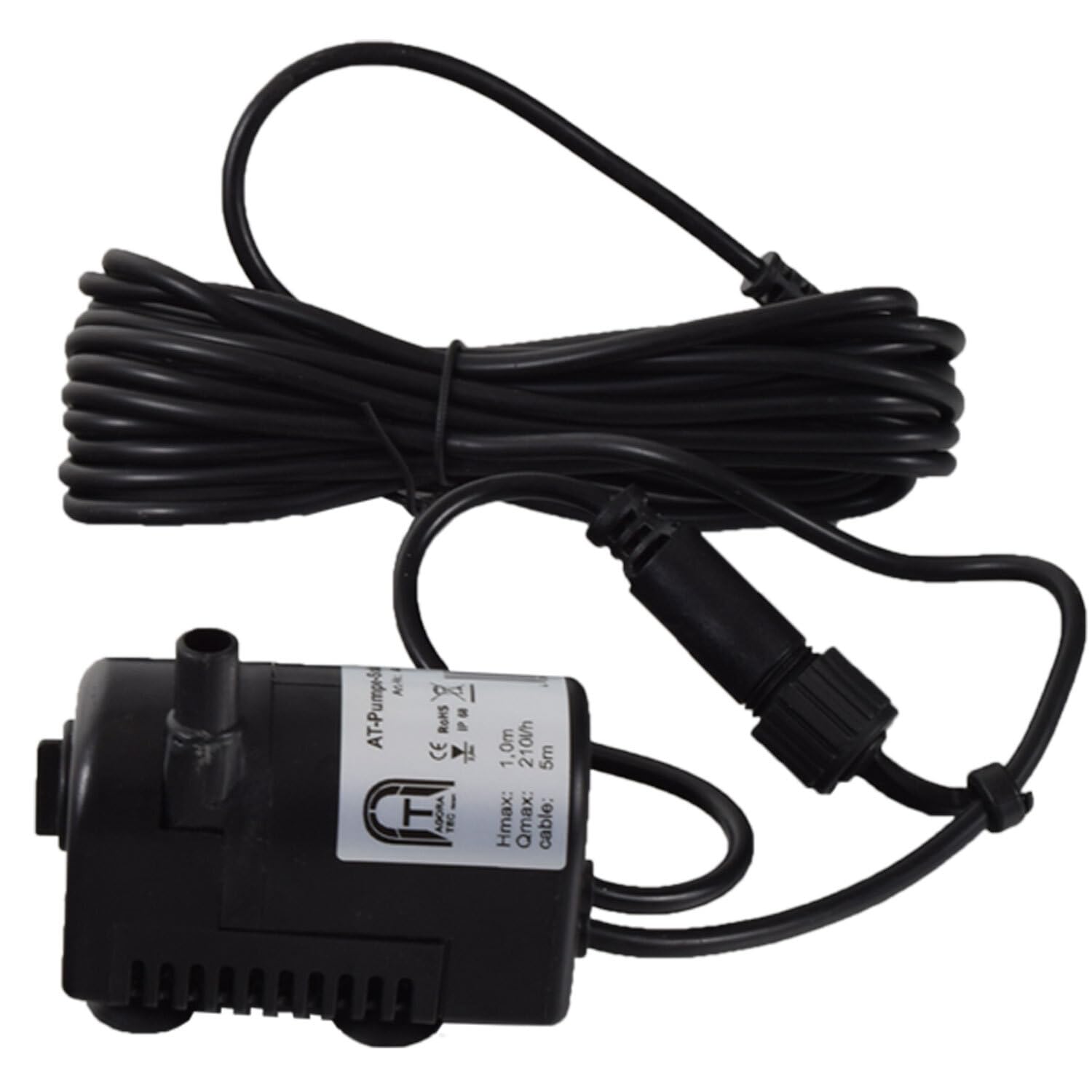 Agora-Tec® Solar Teichpumpe Set 3,5W beleuchtet Li-Akku & 3-fach LED Ring | Lithium-Ionen Akku 6,4V 3Ah | 210l/h Fördermenge | 0,80m Fontainenhöhe | inkl. Dämmerungssensor