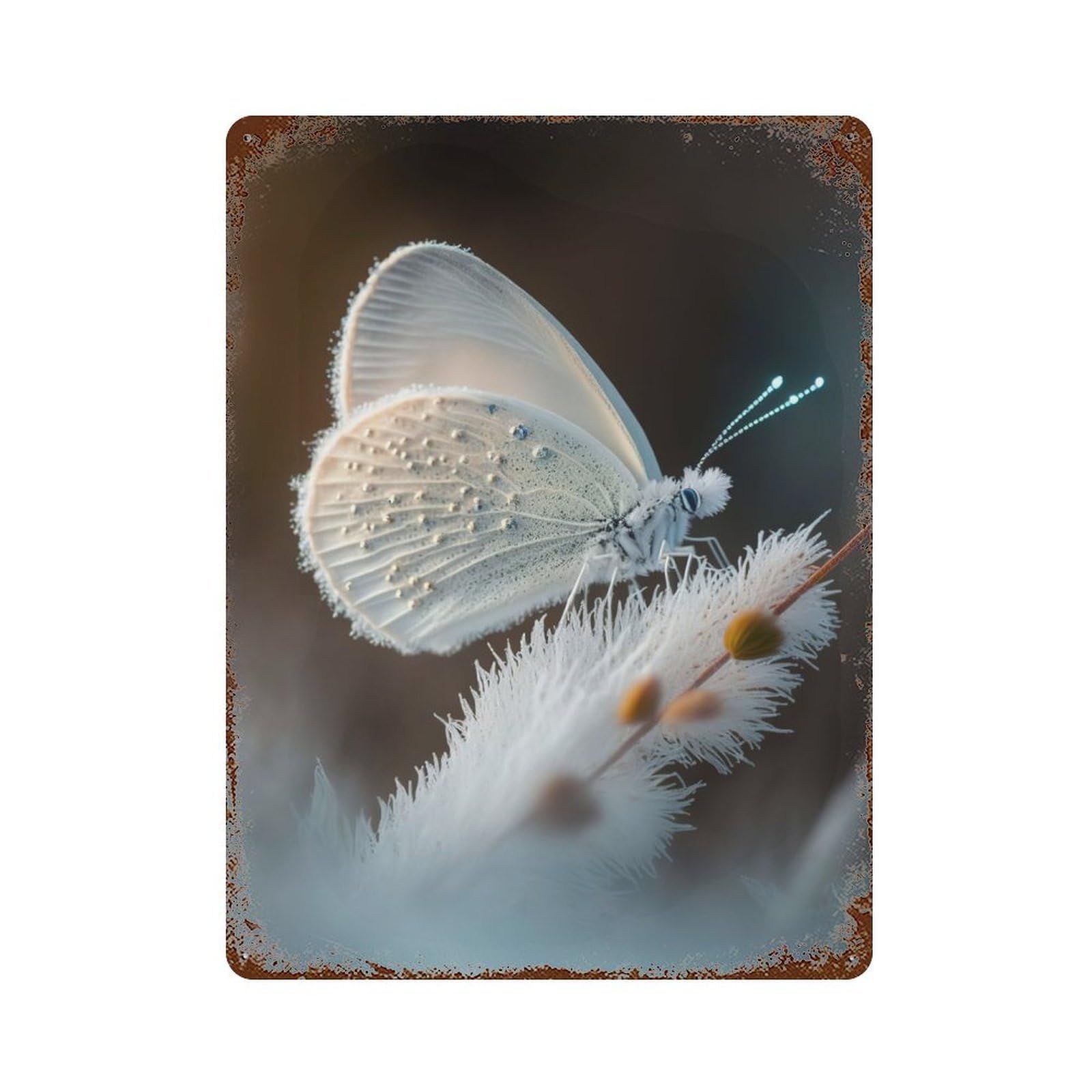 Butterfly Rust Effect Tin Sign 15.7"x11.8", Ideal for Cafe, Home Bar And Lounge Decor