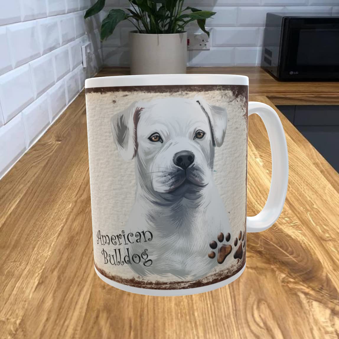 Shawprint Limited White American Bulldog 11Oz Coffee Mug My Dog's Rules Theme 469Drmug