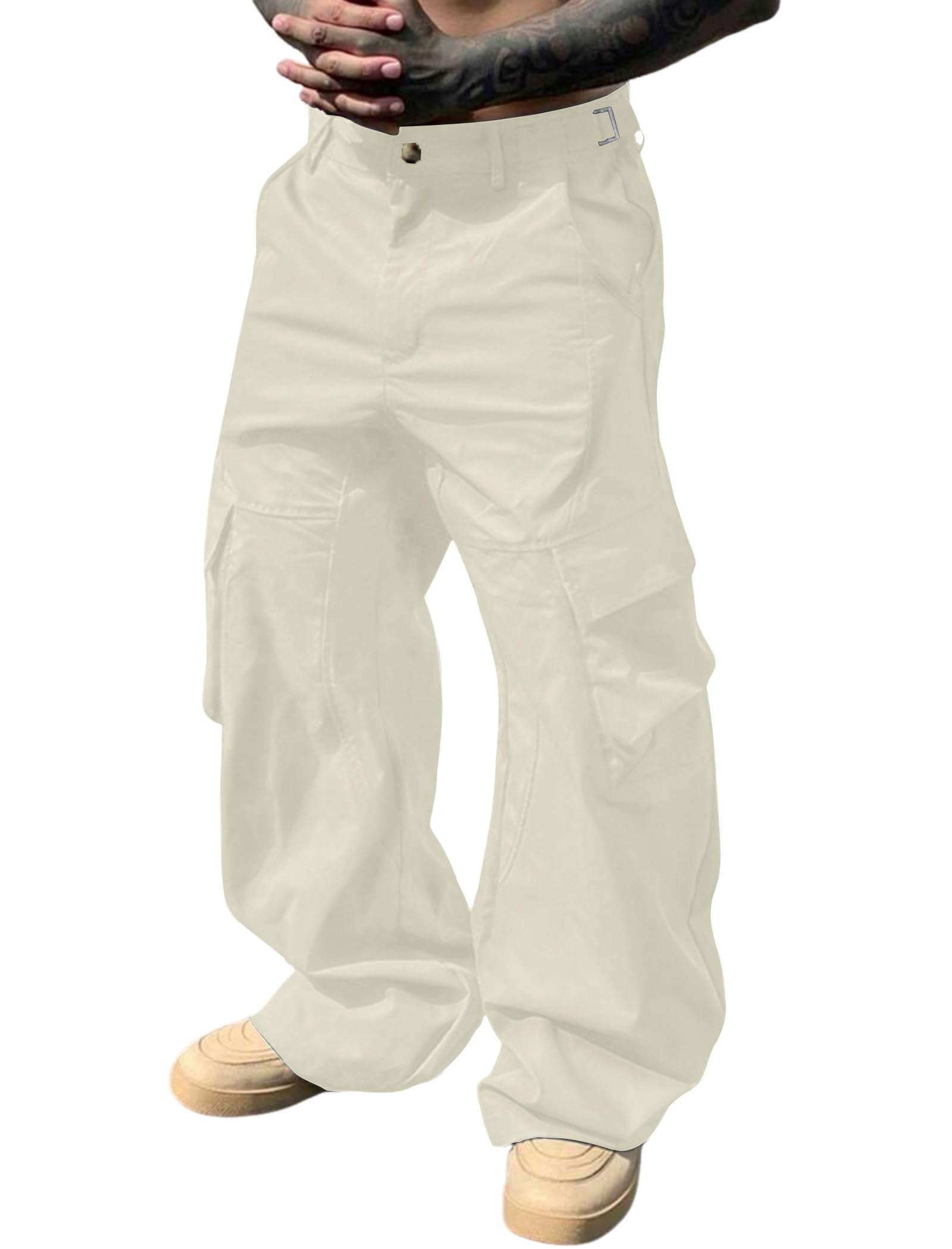 ZAFUL Men Cargo Pants Casual Baggy Track Pants Y2K Wide-Leg Trousers Streetpants