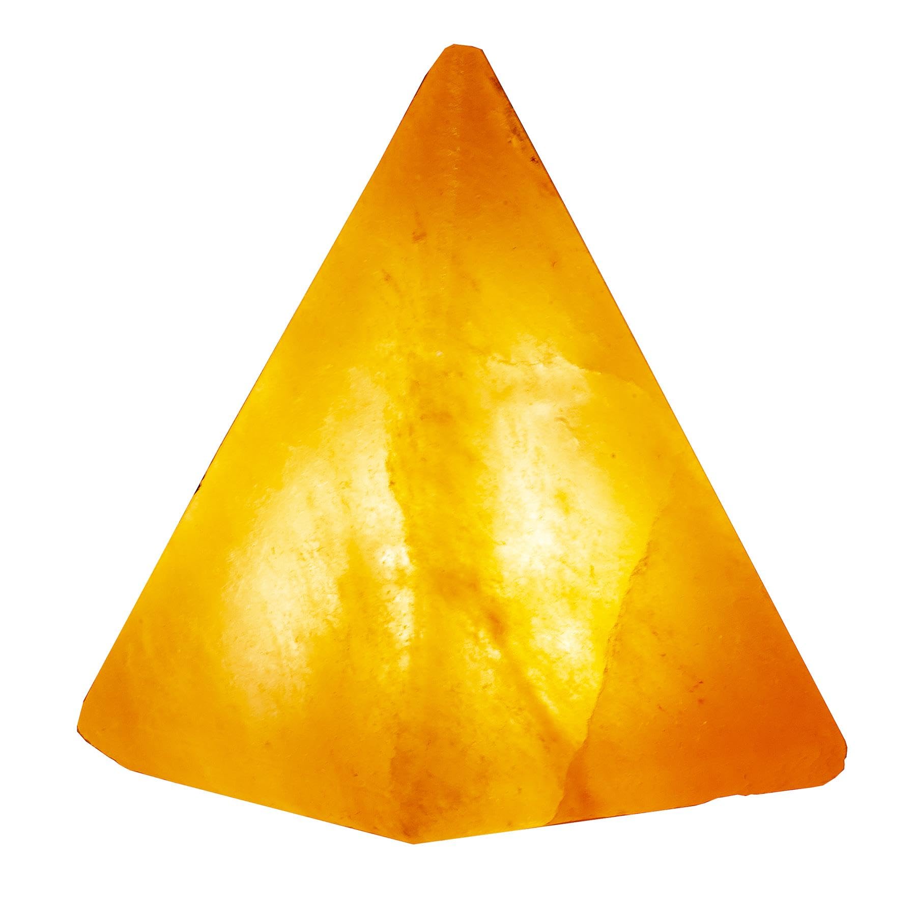 LENCARTA Salt Lamp Pink Pyramid Himalayan Rock Salt Healing Crystals 100% Authentic Hand Crafted | LED Home Decor | for Home Bedtime Nightlamp Base| USB Powered 1-2 KG