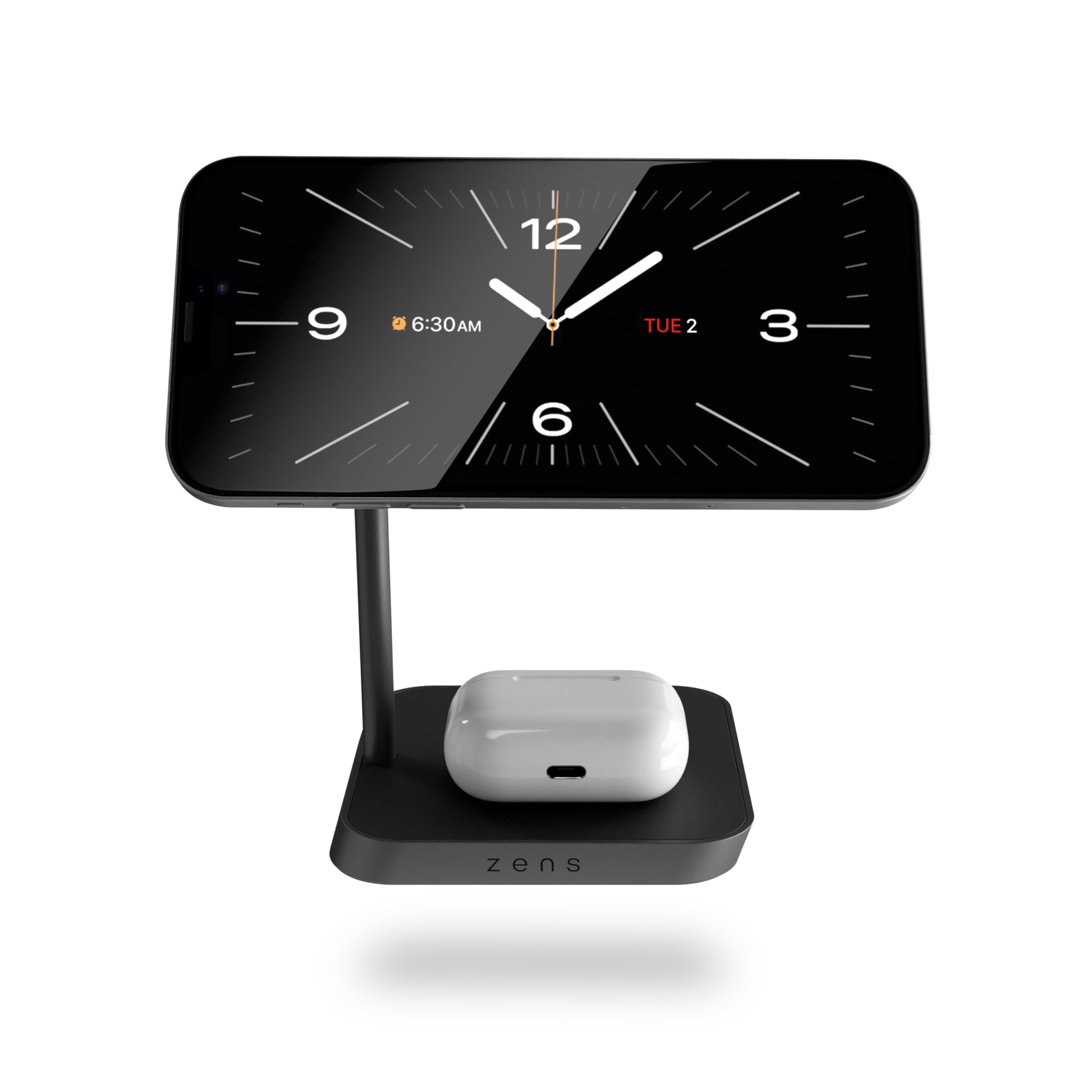 Zens Office Wireless Charger 2, Czarne | Bezprzewodowa ładowarka zgodna z MagSafe i Qi, 15 W, do iPhone oraz AirPods, zasilacz 24 W (EU/UK/US)