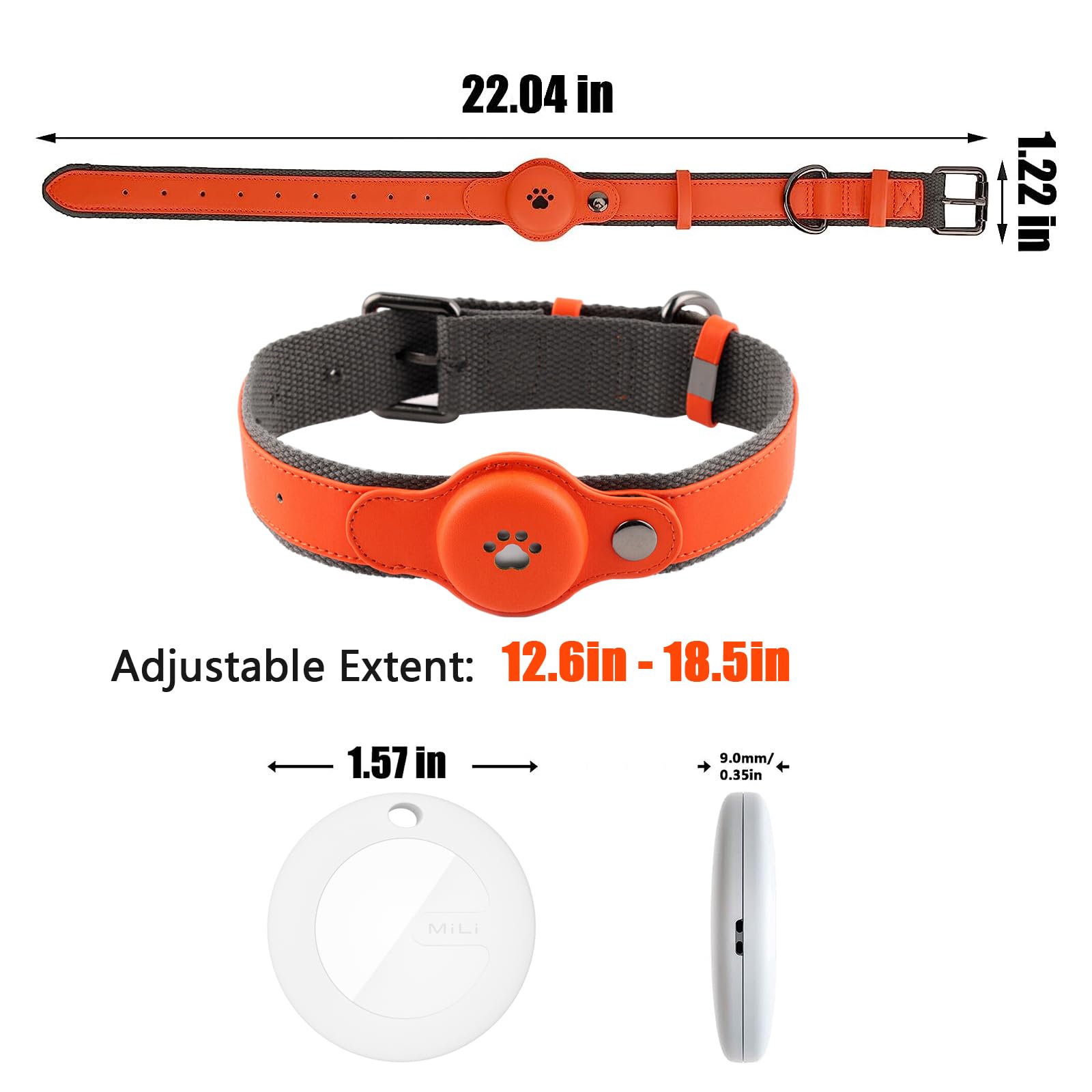 Traqueur GPS pour chiens - Étanche IP67 - Collier intelligent de suivi des animaux de compagnie - Emplacement en temps réel - Sans frais mensuels - Collier de suivi pour chiens de petite, moyenne et